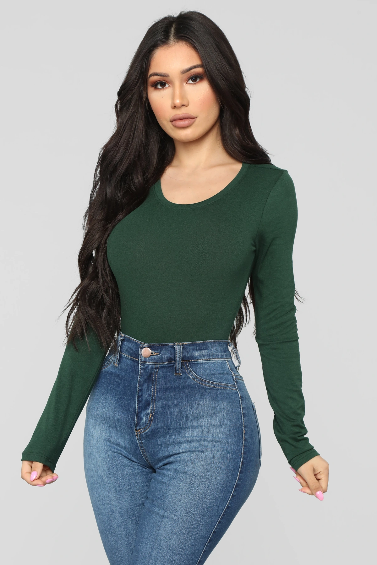 Julia Long Sleeve Top - Hunter — Verde-escuro