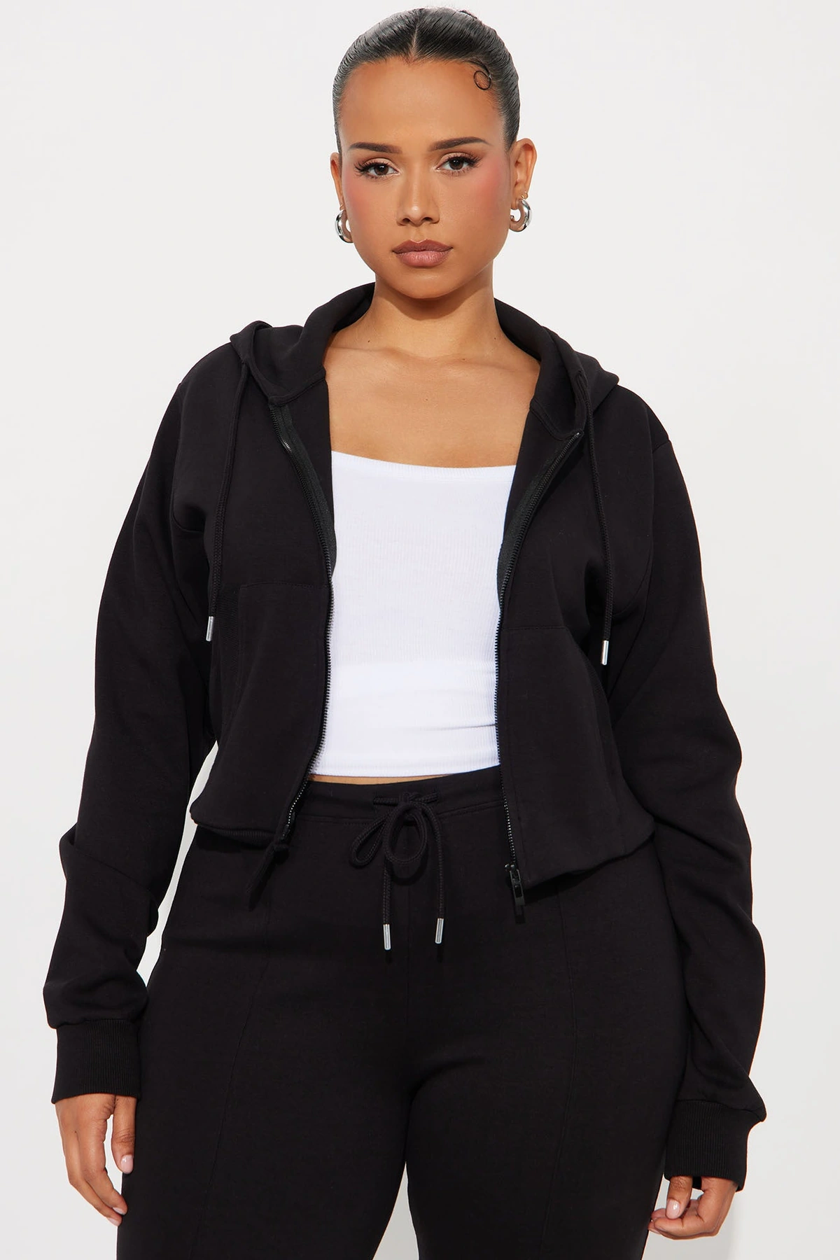 Ready To Go Zip Up Pant Set - Black — Preto