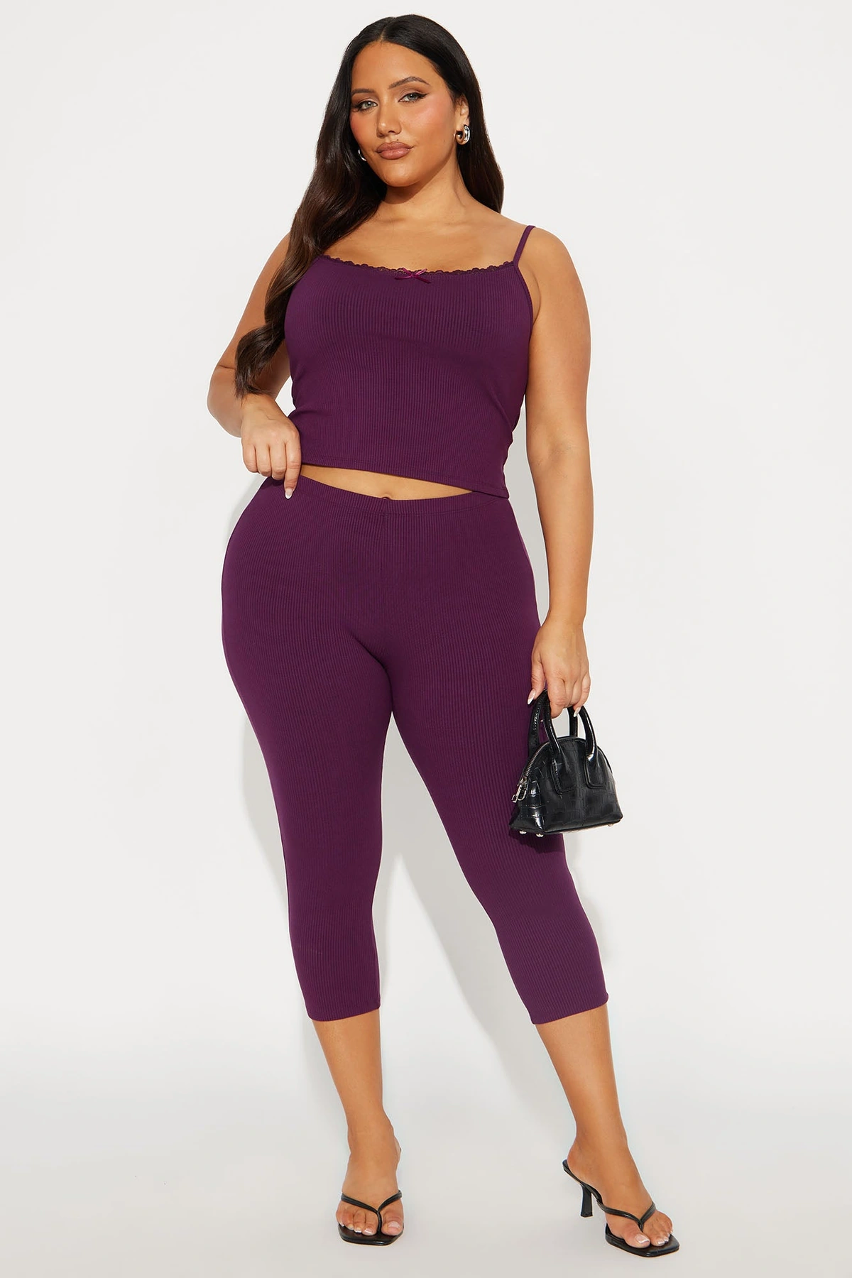 Stirling Snatched Capri Pant Set - Plum — Plum