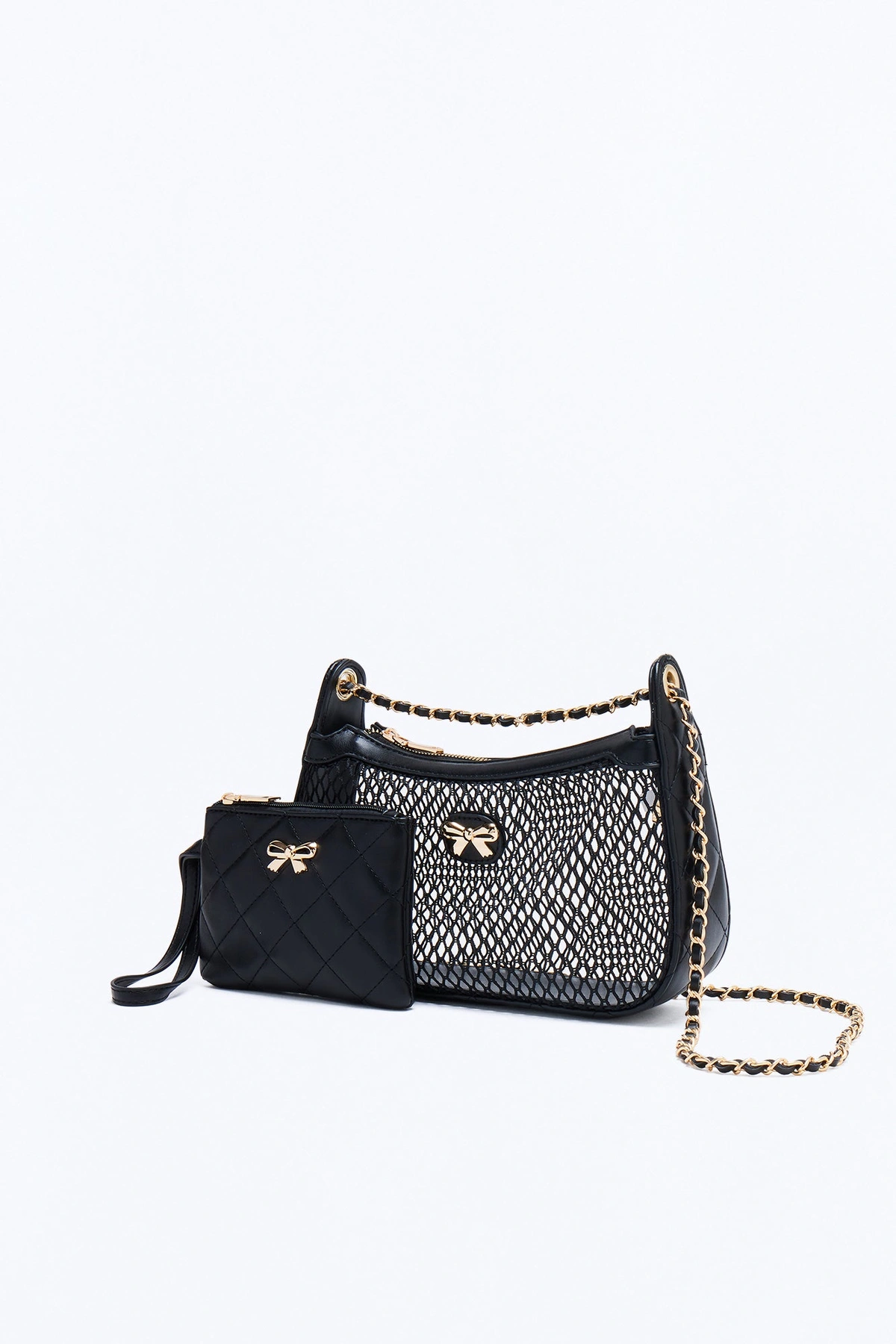 See Right Through Mesh Shoulder Bag - Black — Preto