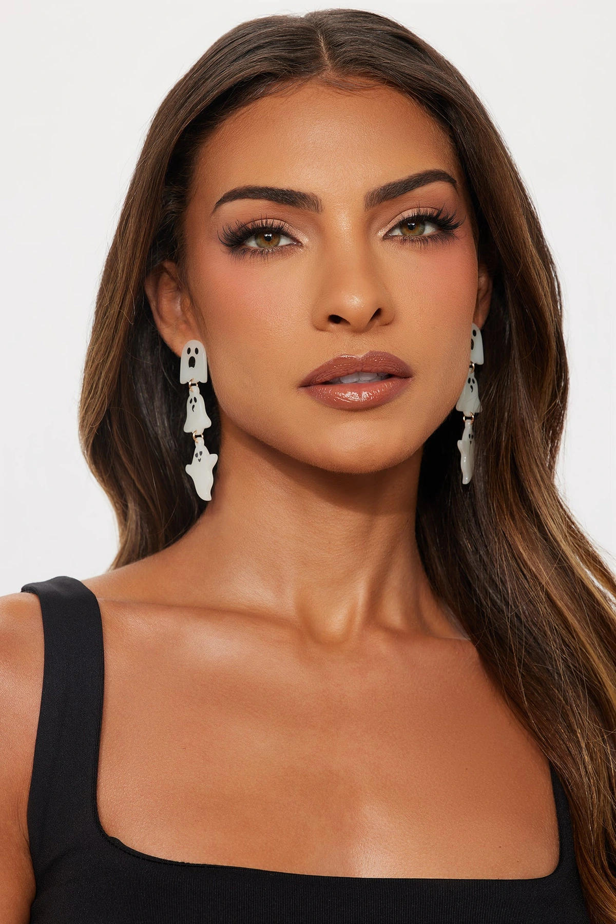Ghosted Novelty Halloween Earrings - White — Branco