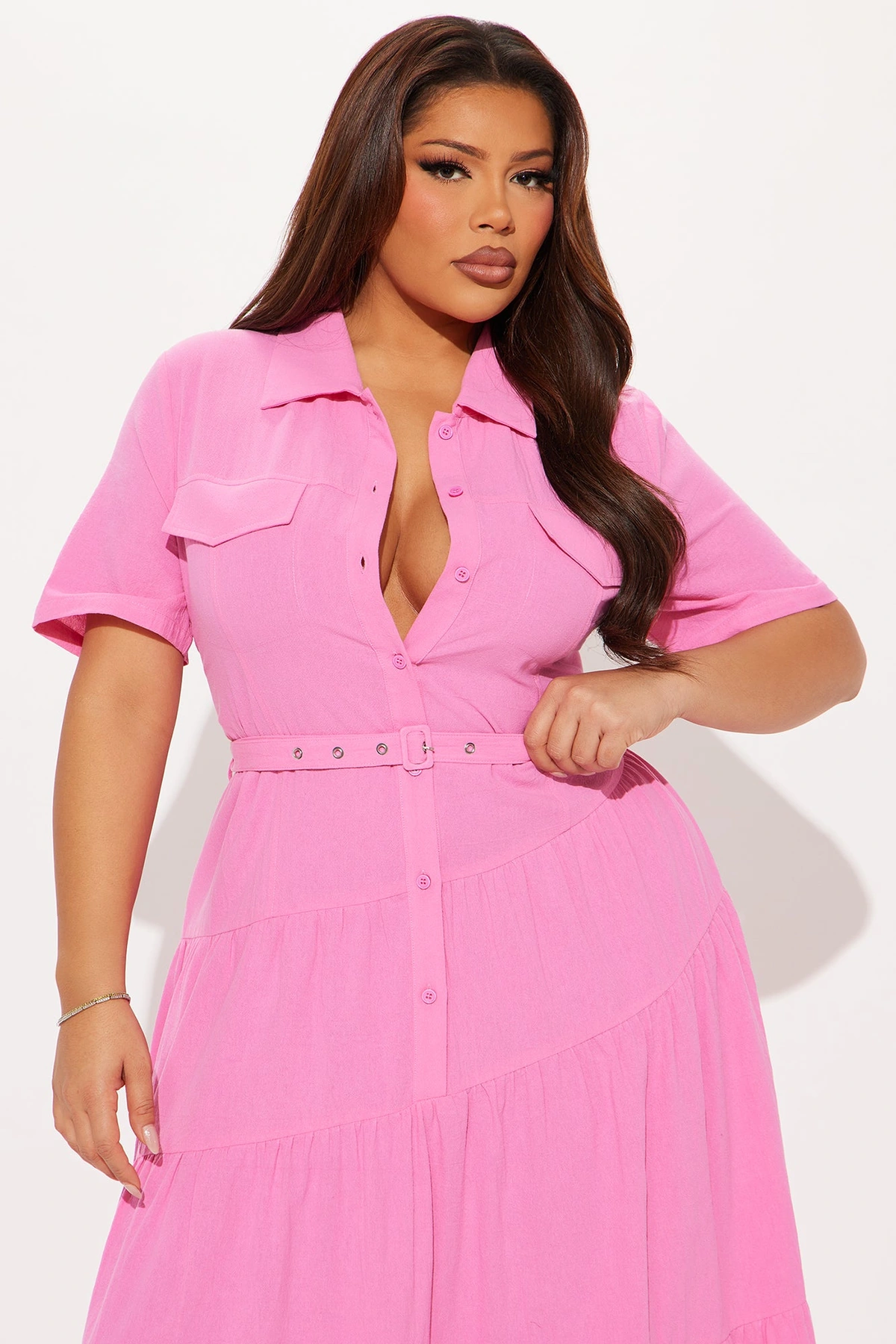 Julia Maxi Shirt Dress - Pink — Rosa