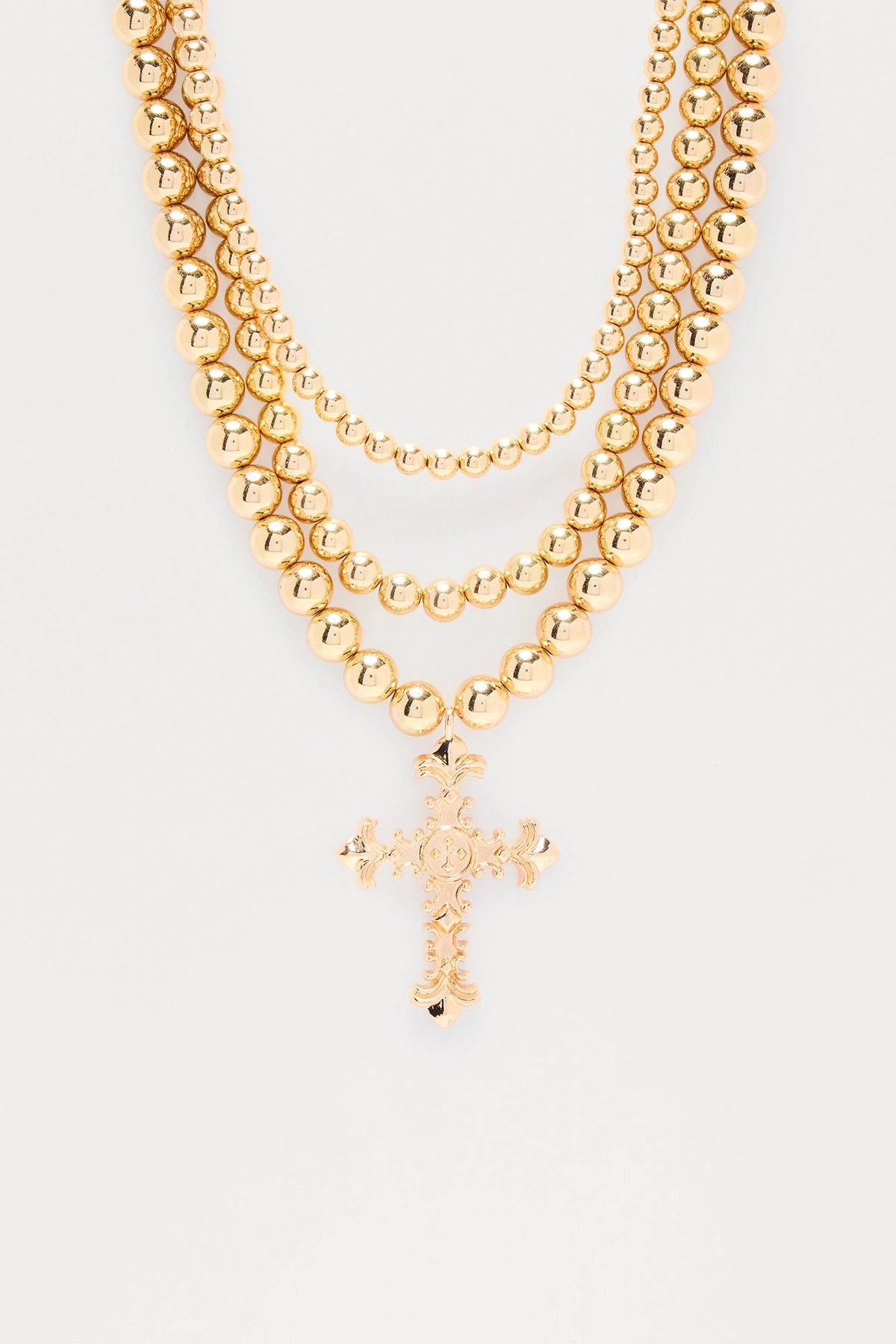 Jesus Loves Me Layered Necklace - Gold — Dourado