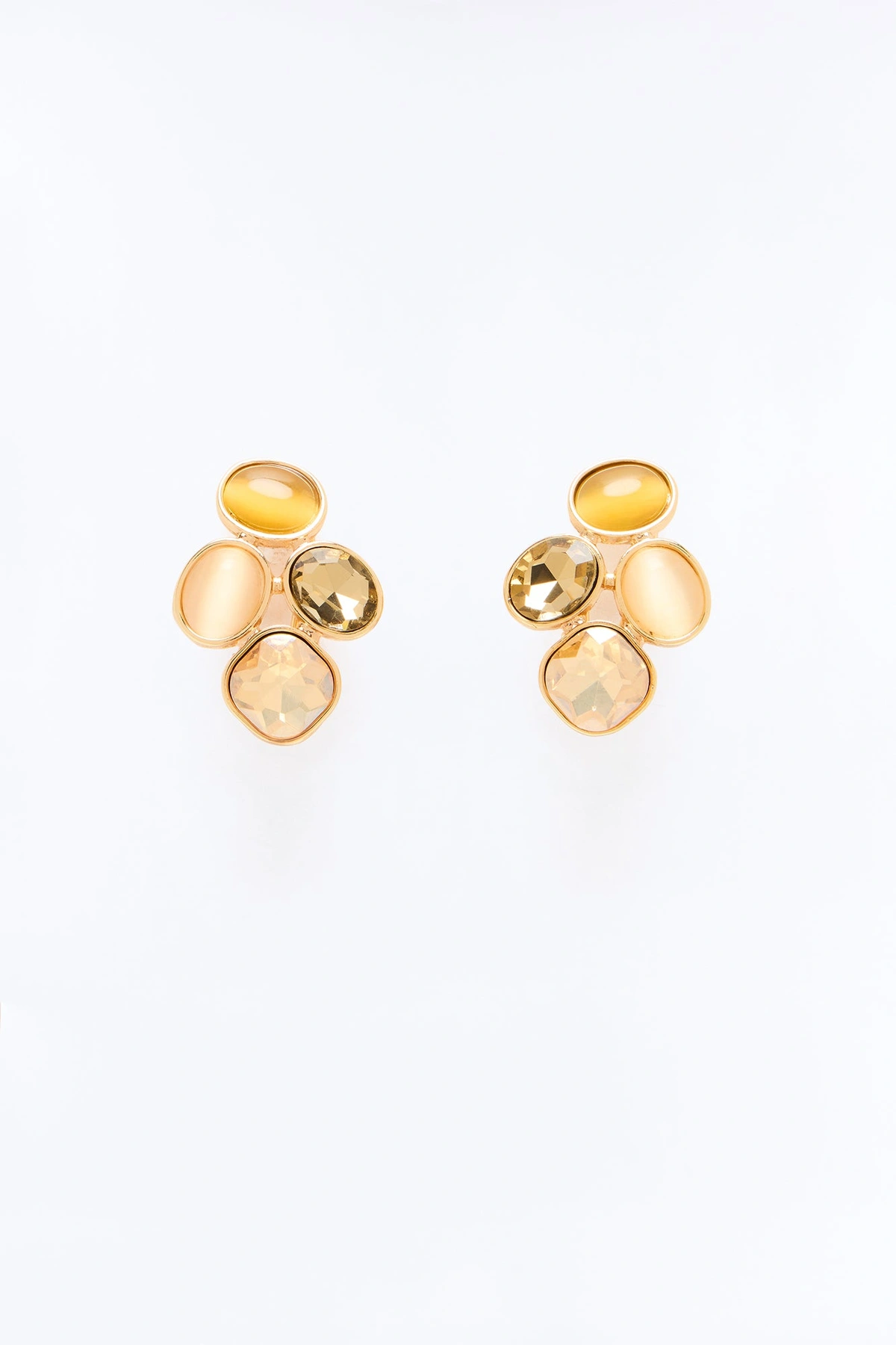 Stone Aura Stud Earrings - Gold/combo — Dourado/combinação