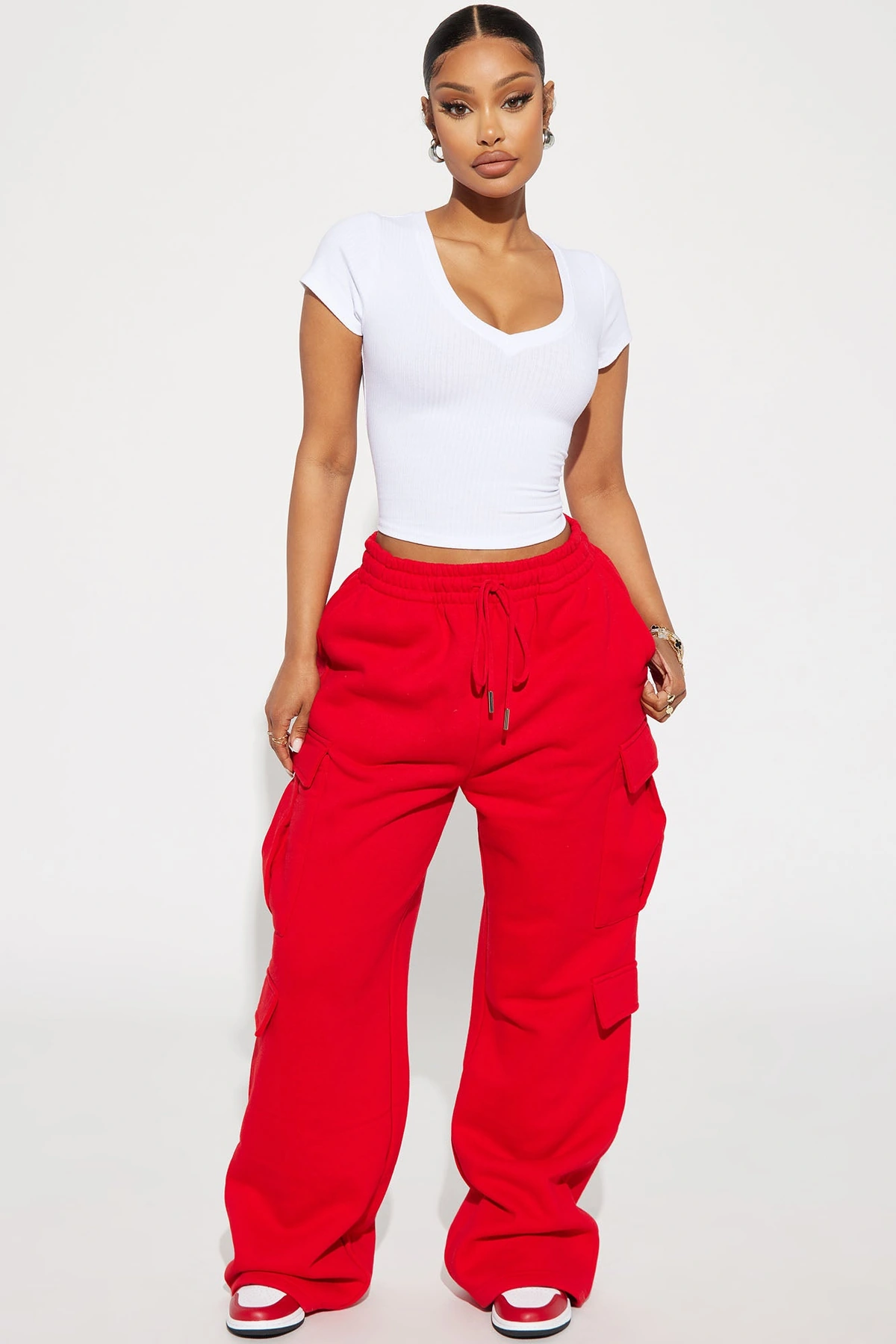 Milan Cargo Lounge Pant - Red — Vermelho