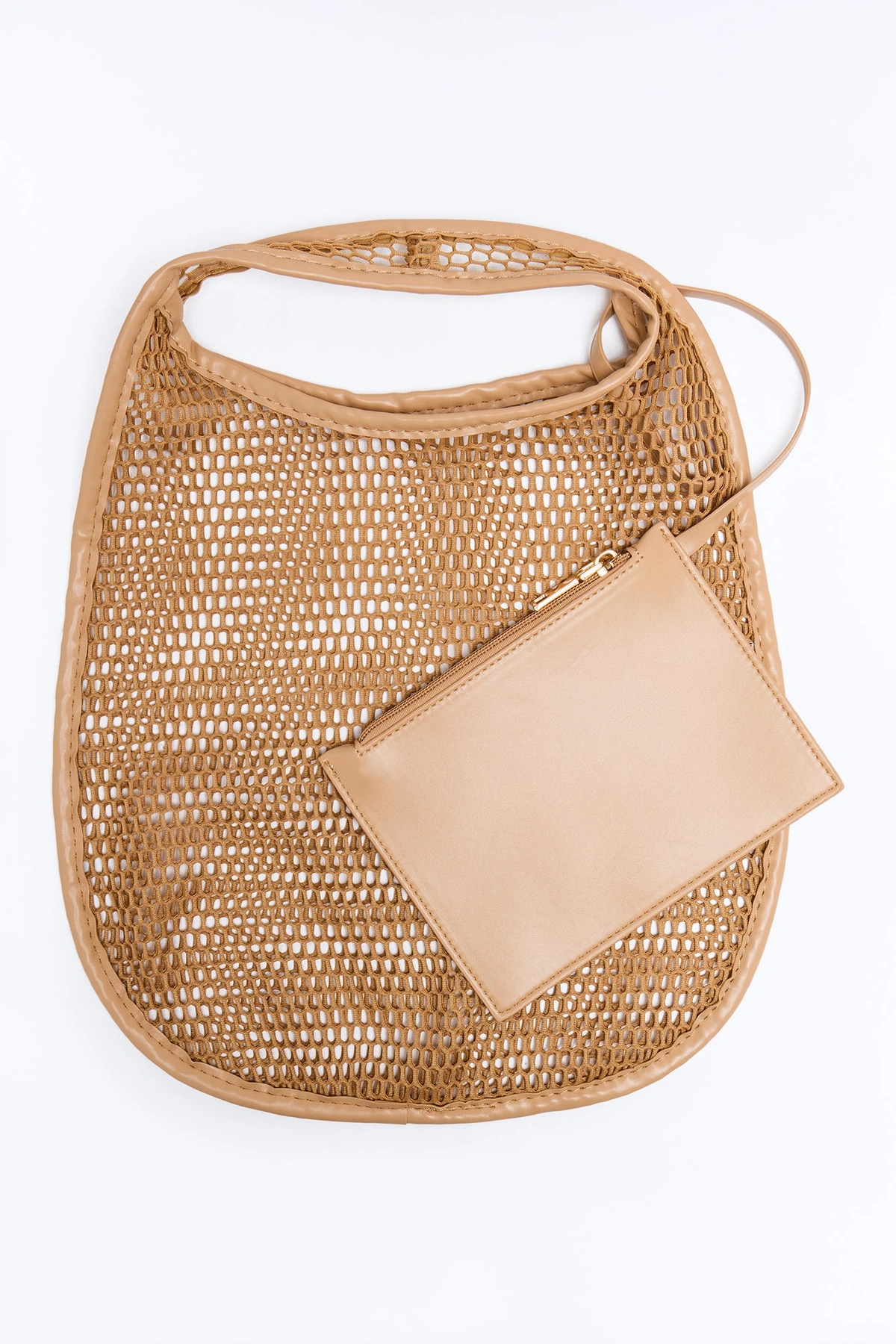 Morning Matcha Run Mesh Tote Bag - Tan — Castanho-claro