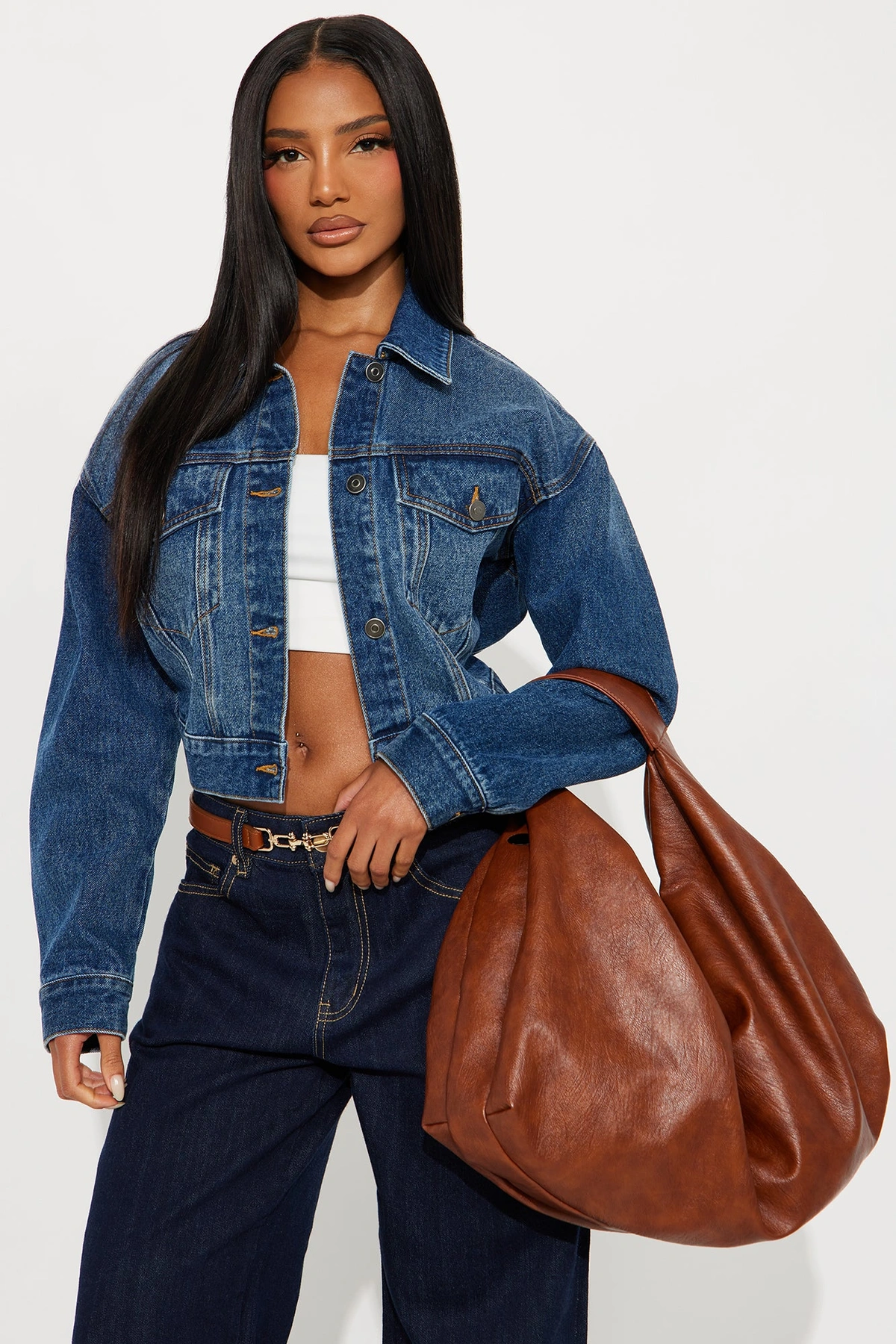 Second Guessing Distressed Faux Leather Shoulder Bag - Cognac — Cognac