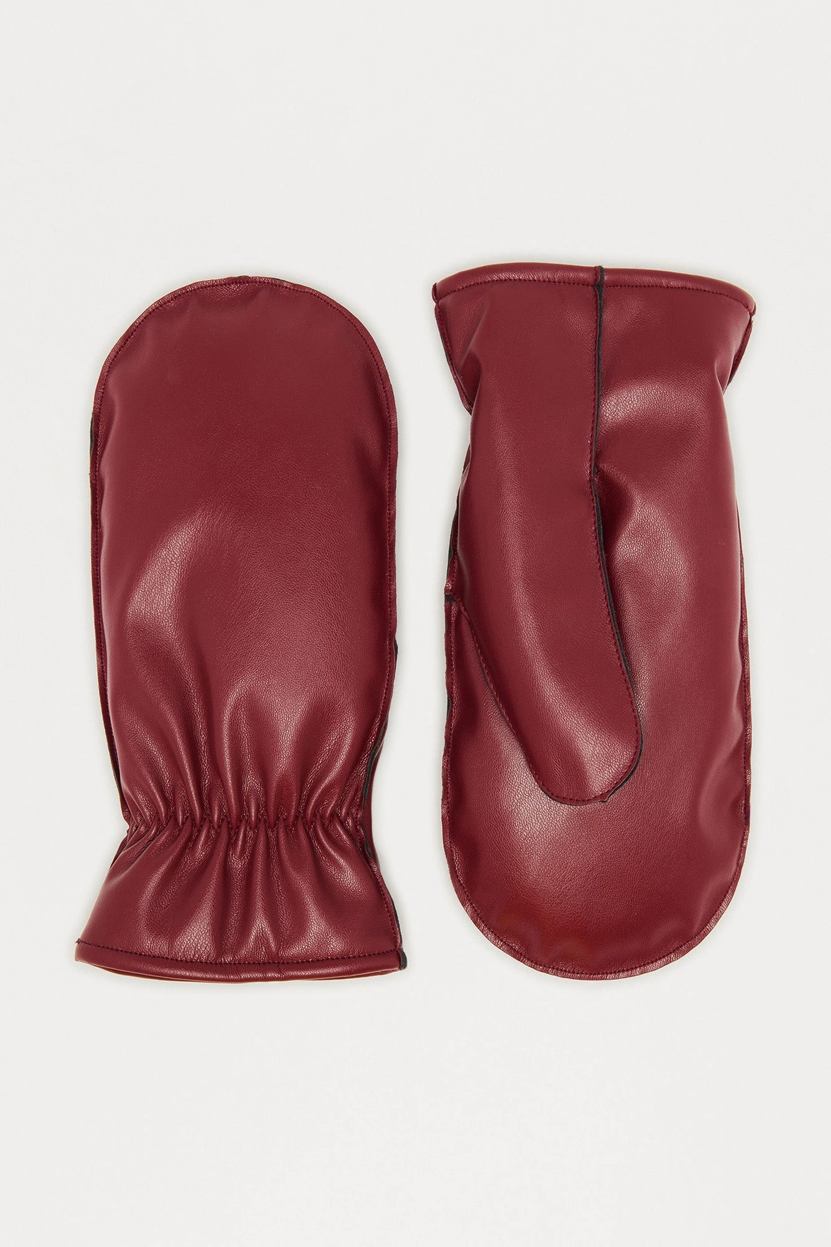 Mitten Kitten Faux Leather Mittens - Burgundy — Bordô