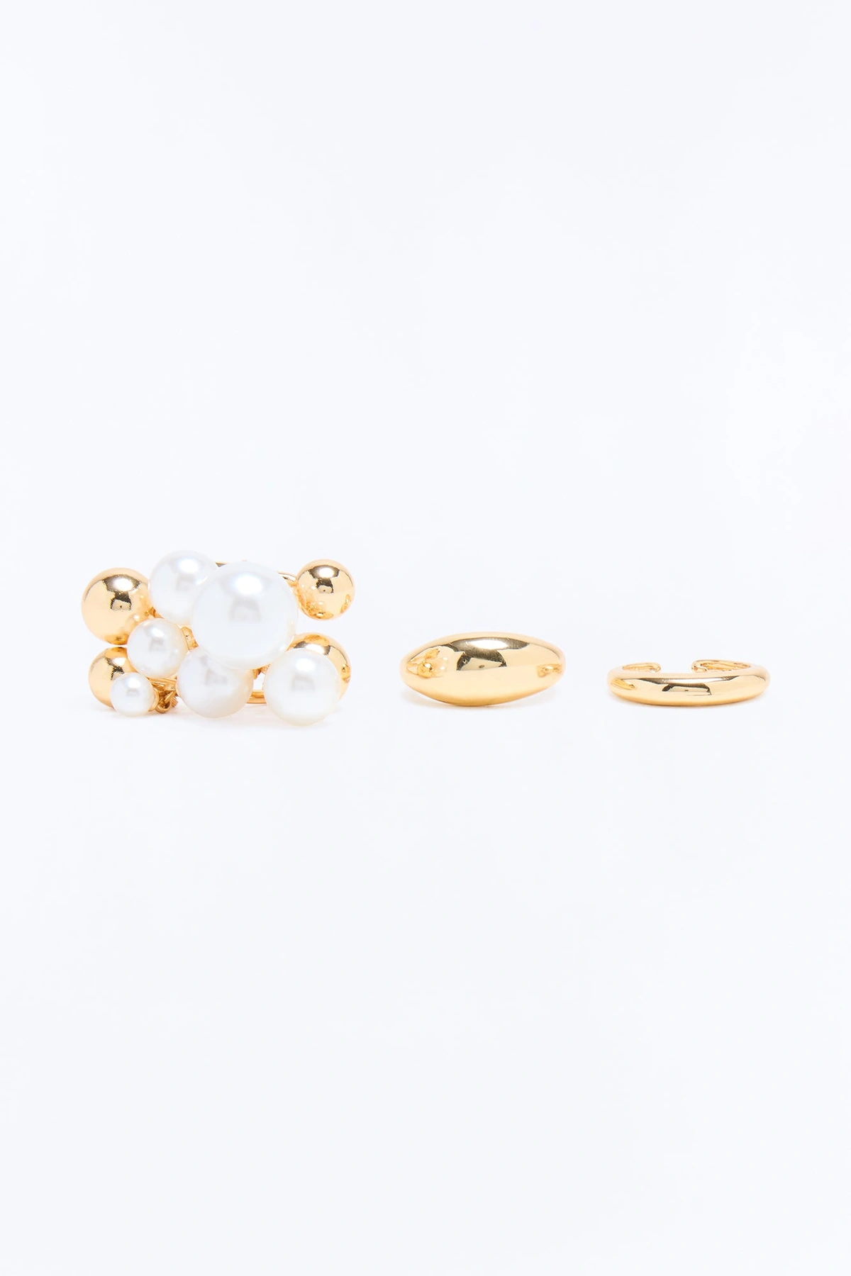 Pop The Champagne 3 Piece Ring Set - Gold/combo — Dourado/combinação