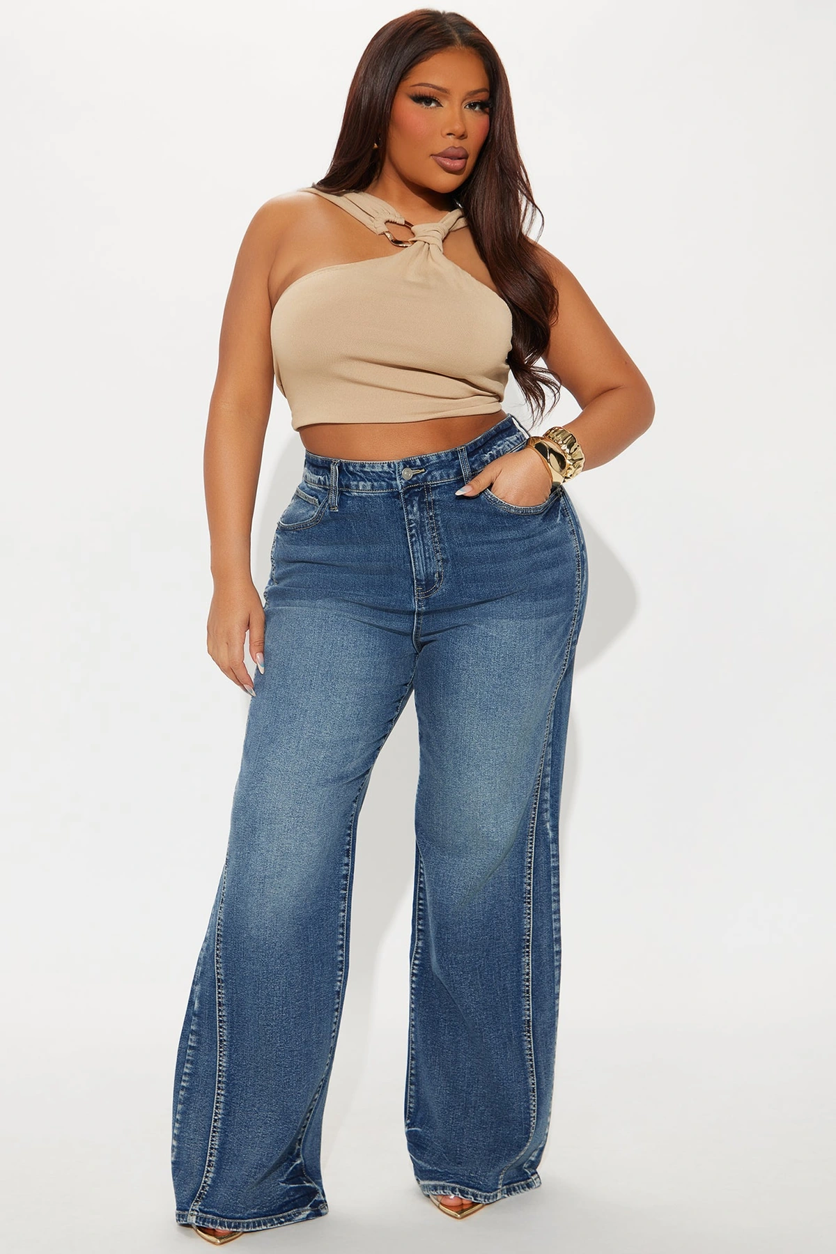 Upper West High Rise Stretch Flare Jeans - Dark Wash — Ganga de lavagem escura