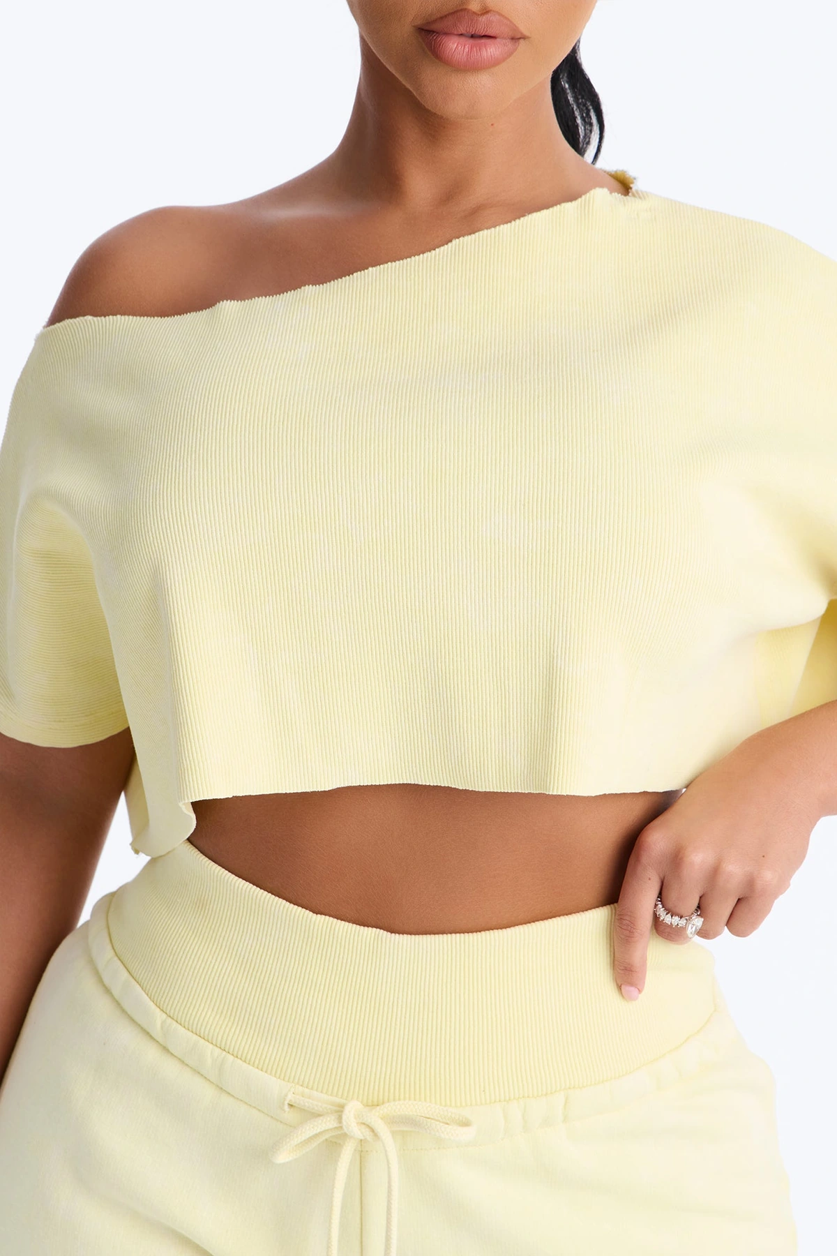 Mila Off Shoulder Top And Sweatpant Set - Yellow — Amarelo