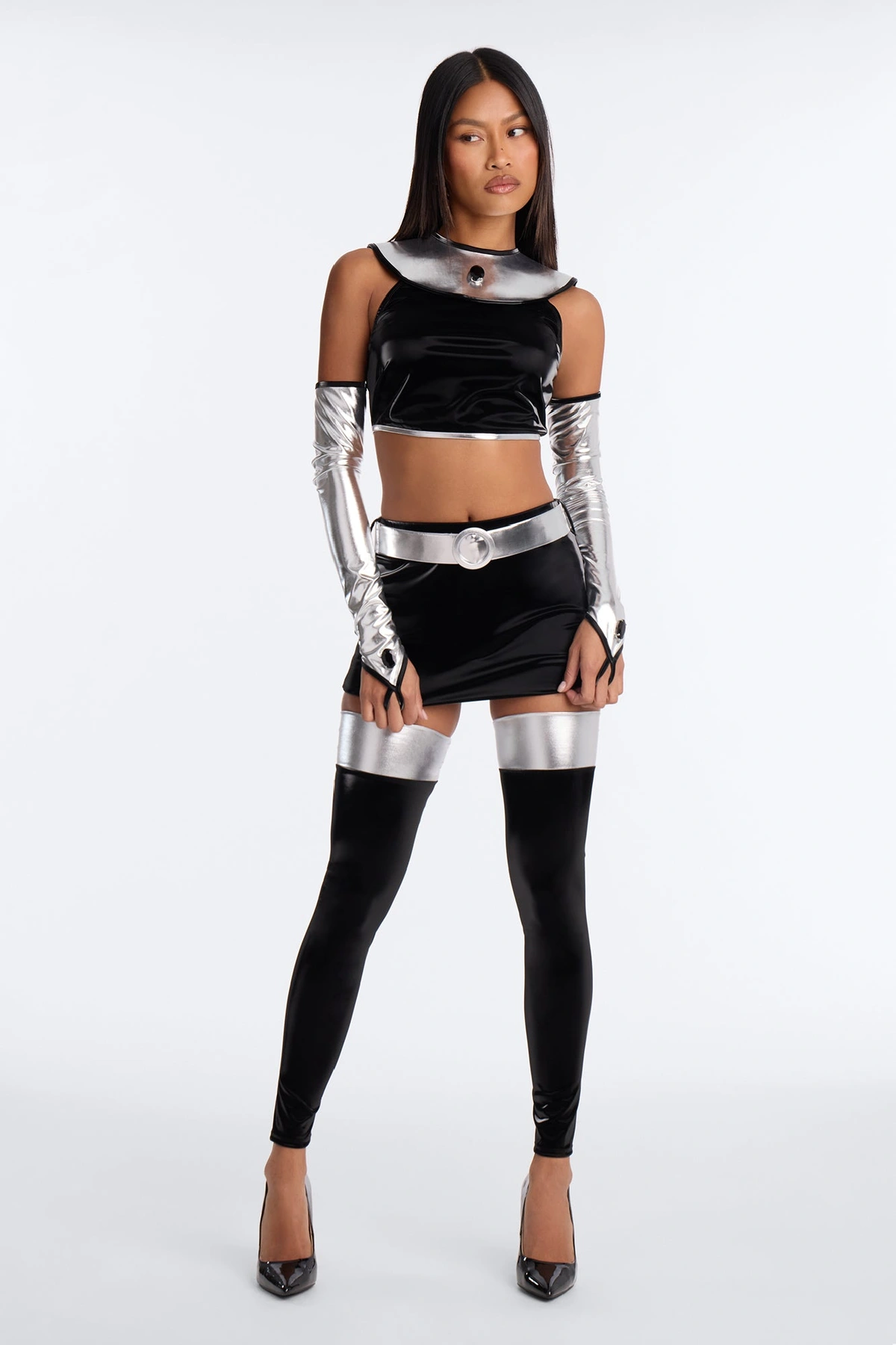 Problematic But Cute 5 Piece Costume Set - Silver/Combo — Prateado/combinação