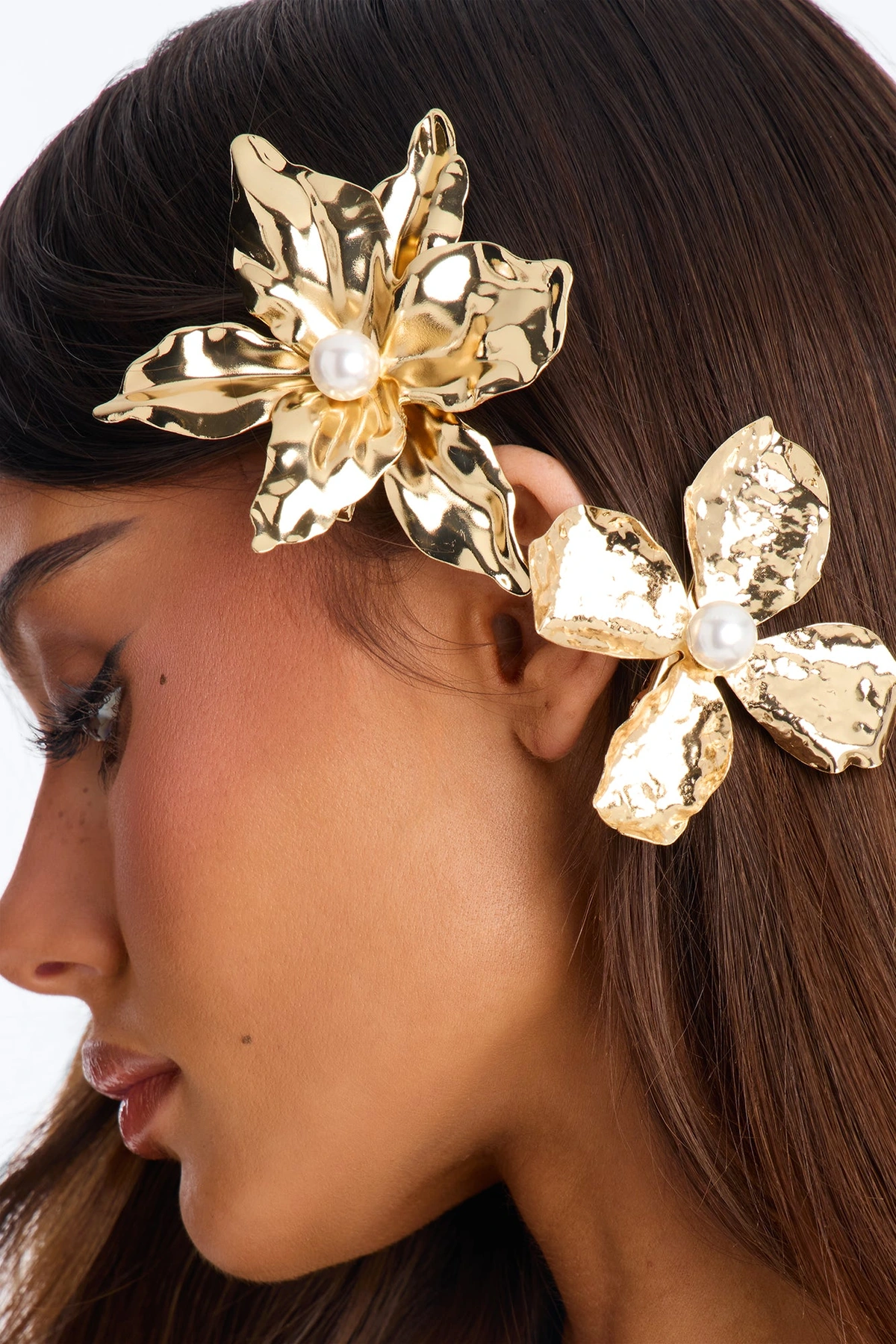 Flowers Of The Hot Desert 2 Piece Hair Clip Set - Gold — Dourado