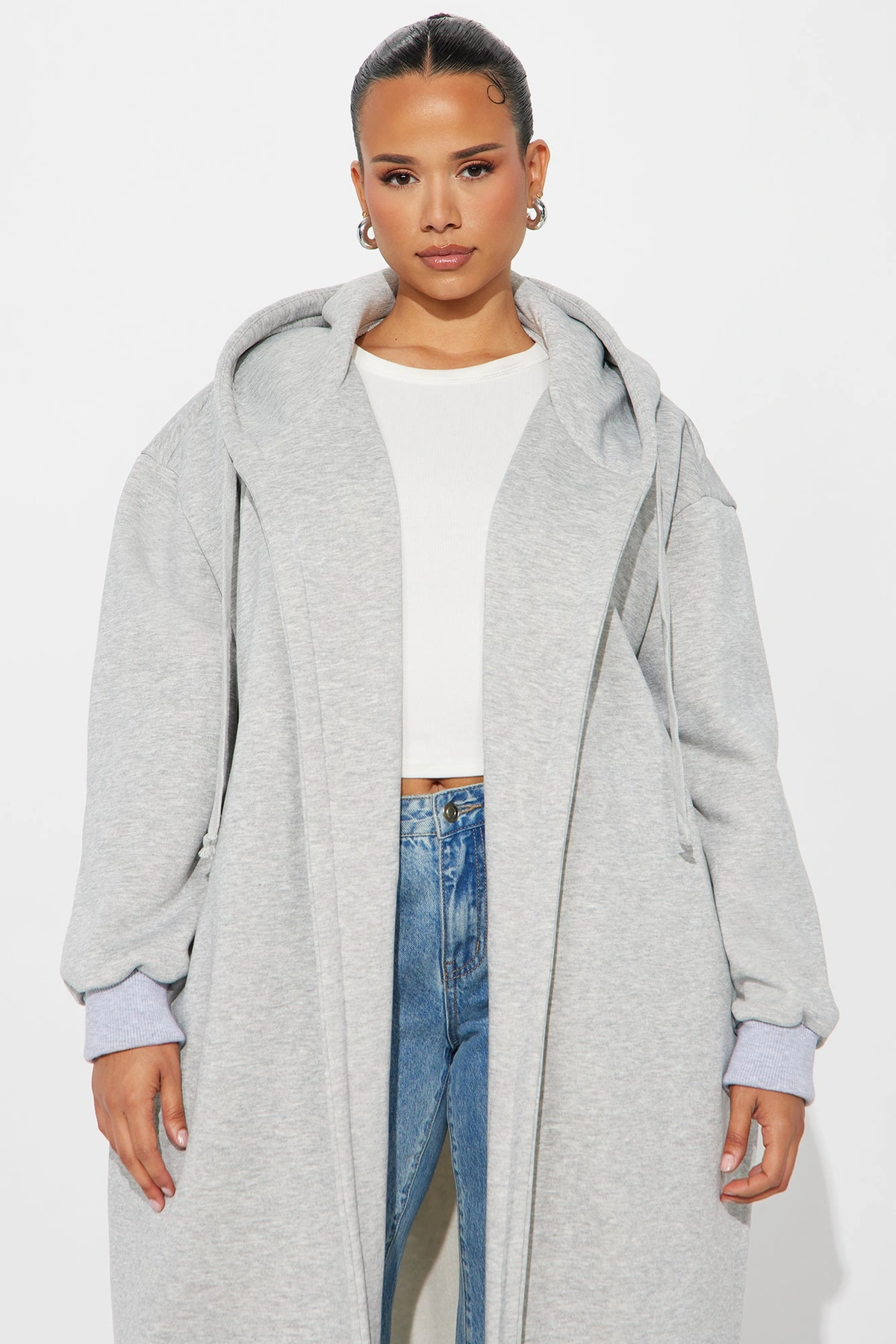 Jolie Cozy Fleece Trench - Heather Grey — Cinzento mesclado