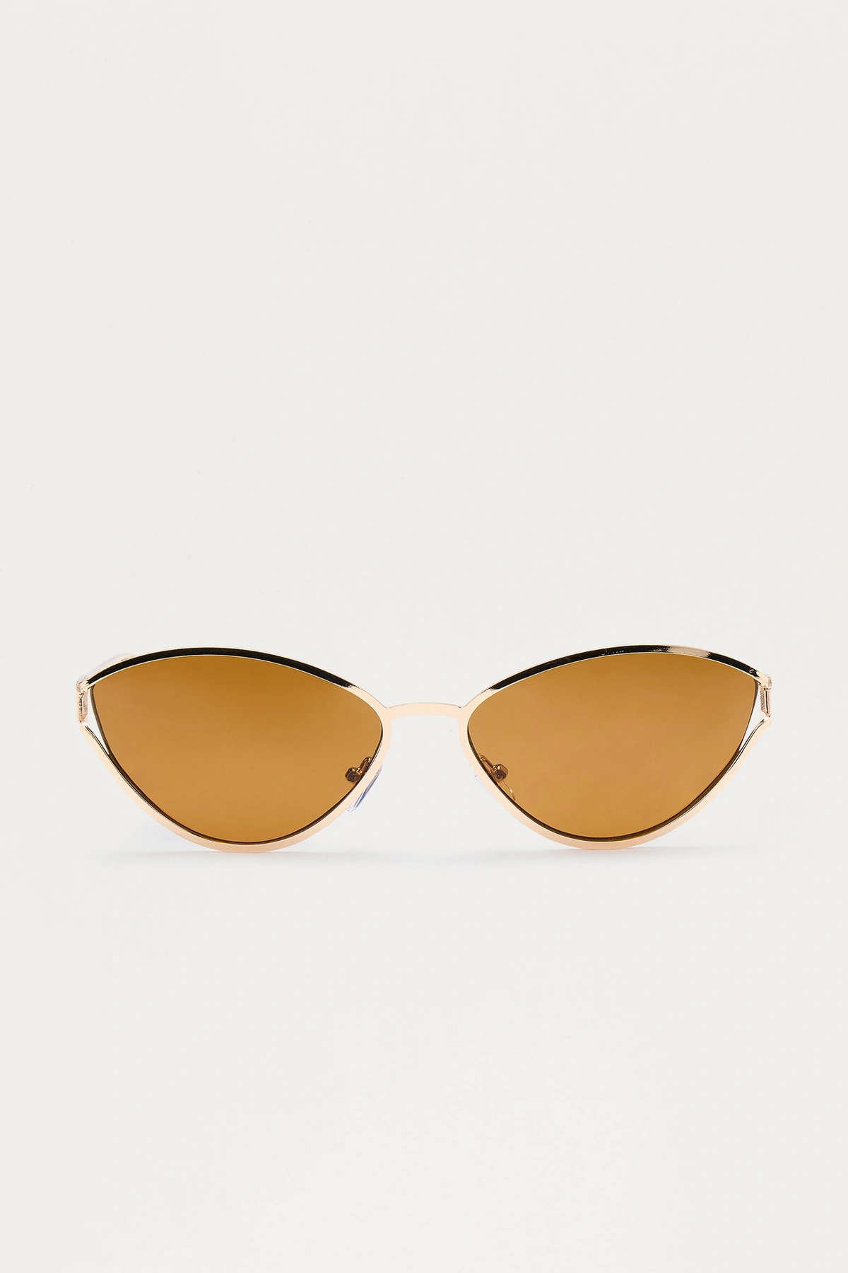 Fierce Diva Cat Eye Sunglasses - Gold/Brown — Dourado/Castanho