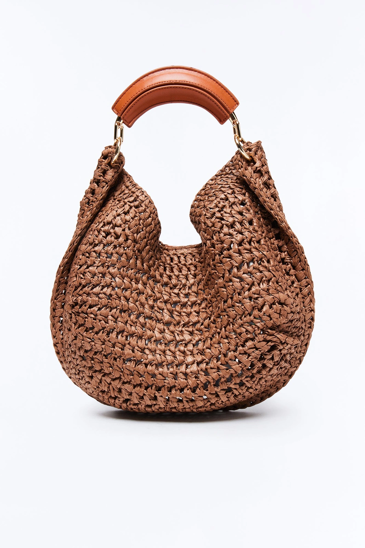 Officially Summer Straw Shoulder Handbag - Brown — Castanho