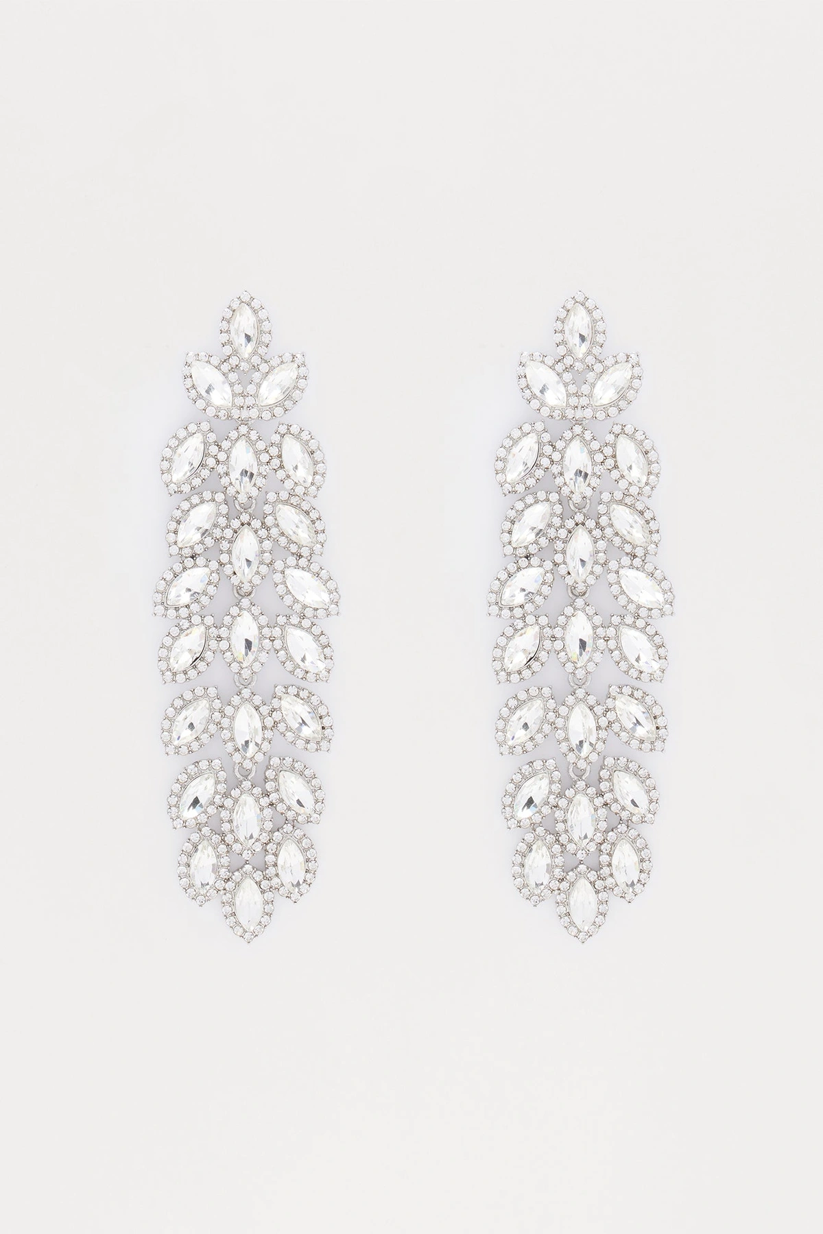 Majestic Muse Rhinestone Drop Earrings - Silver — Prateado
