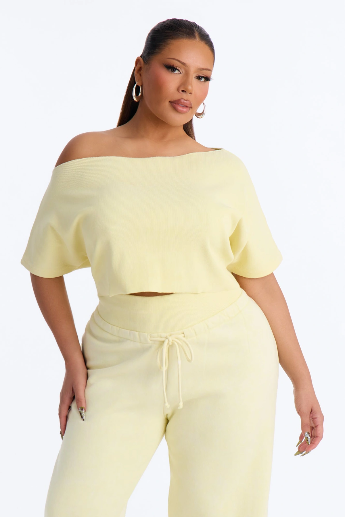 Mila Off Shoulder Top And Sweatpant Set - Yellow — Amarelo