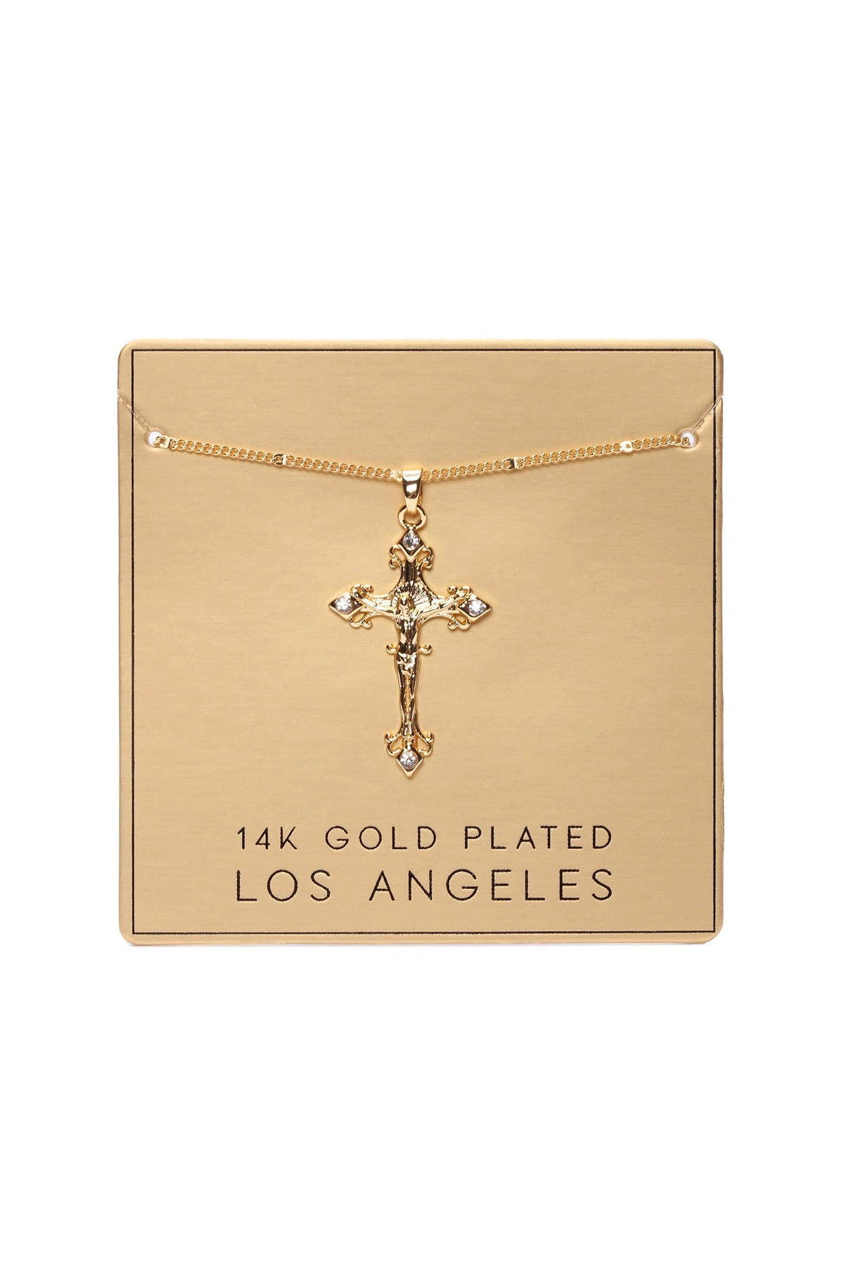 14K Gold Plated Cross Necklace - Gold — Dourado