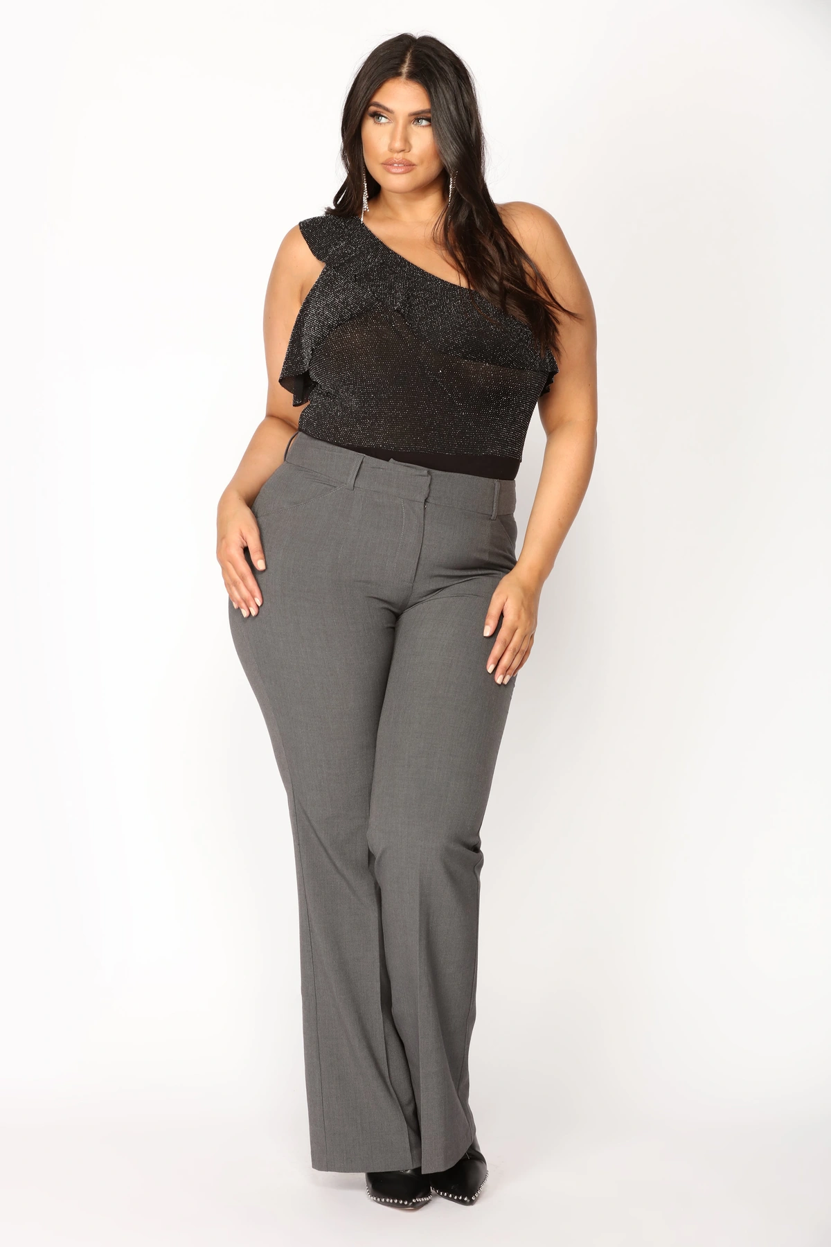 Tasha Dressy High Rise Pants - Charcoal — Cinzento-escuro