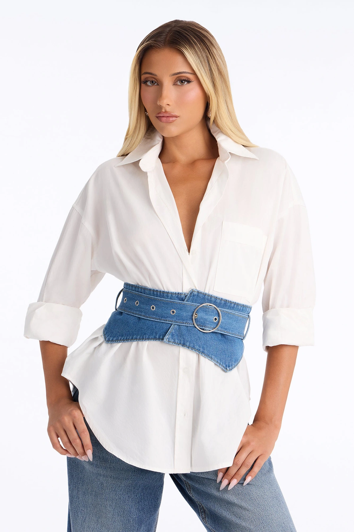 Sculpted In Denim Corset Belt - Denim — Ganga