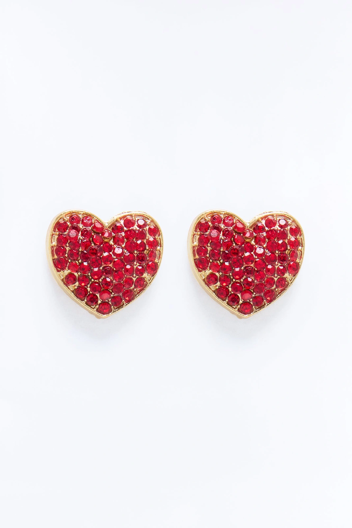 My Tiny Little Heart Earrings - Gold/Red — Dourado/Vermelho