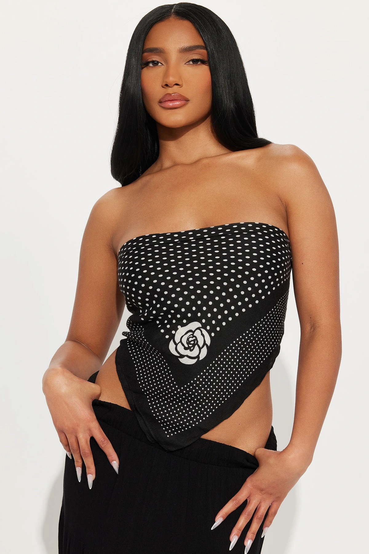 Susie Polka Dot Head Wrap - Black/White — Preto/Branco