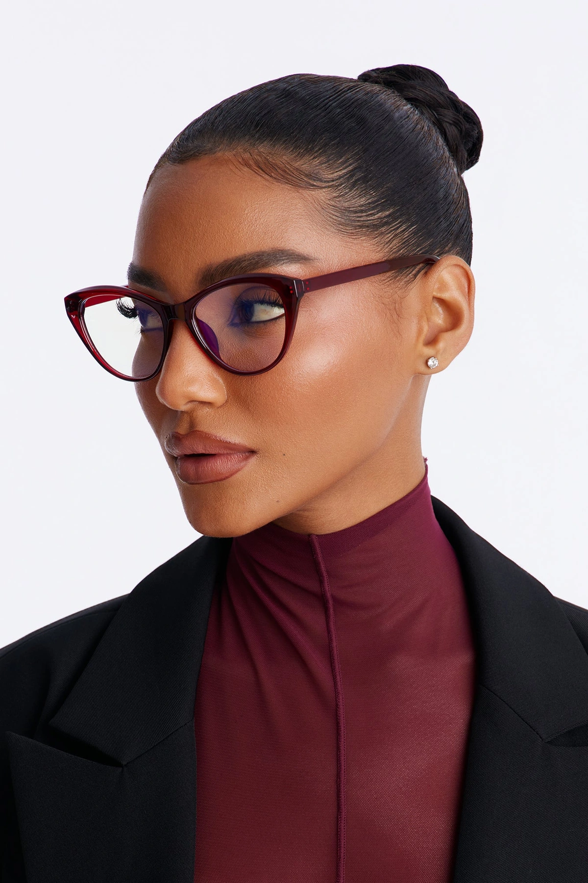 Heart Eyes Cat Eye Blue Light Glasses - Red — Vermelho