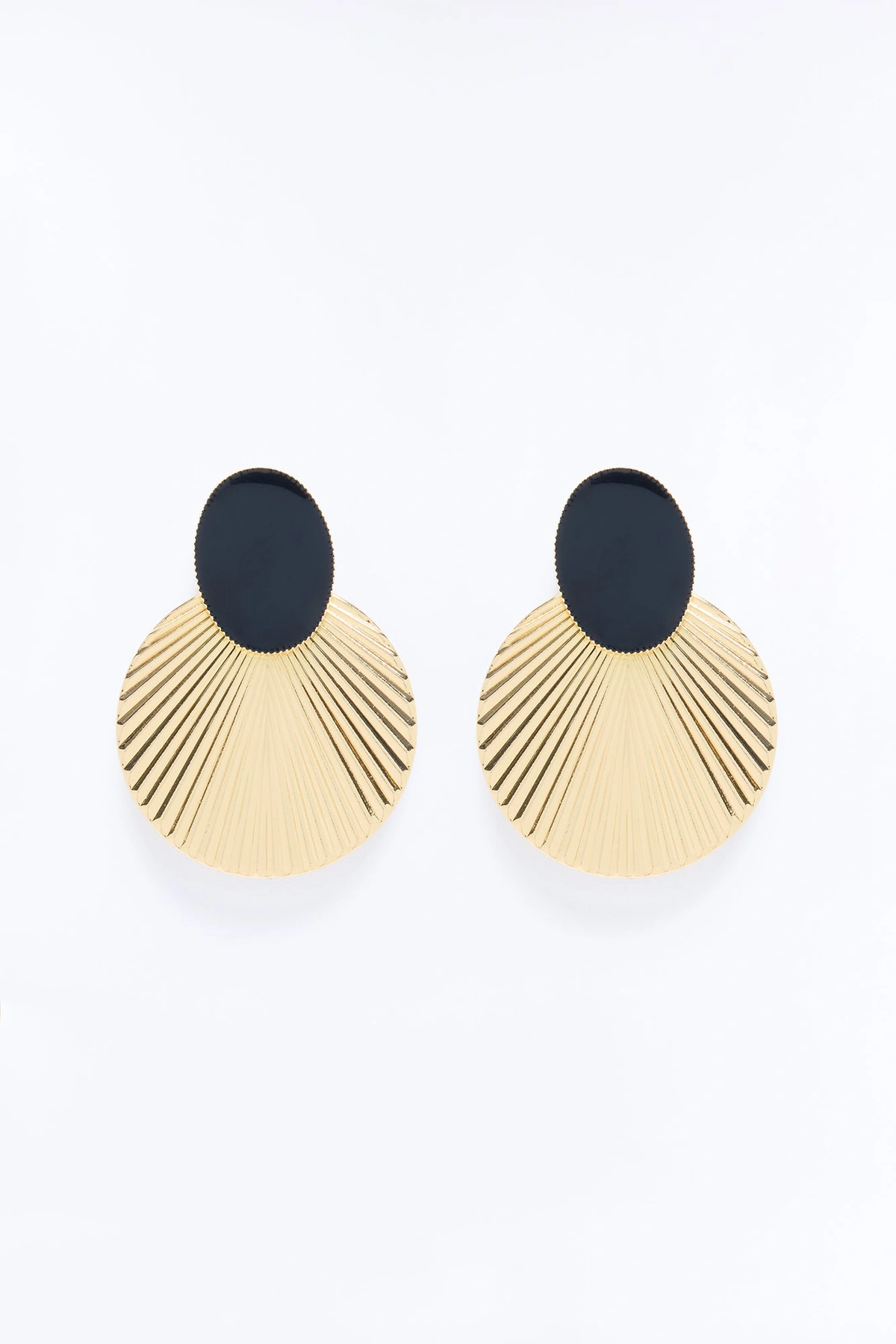 Cece Textured Drop Earrings - Gold/Black — Dourado/Preto