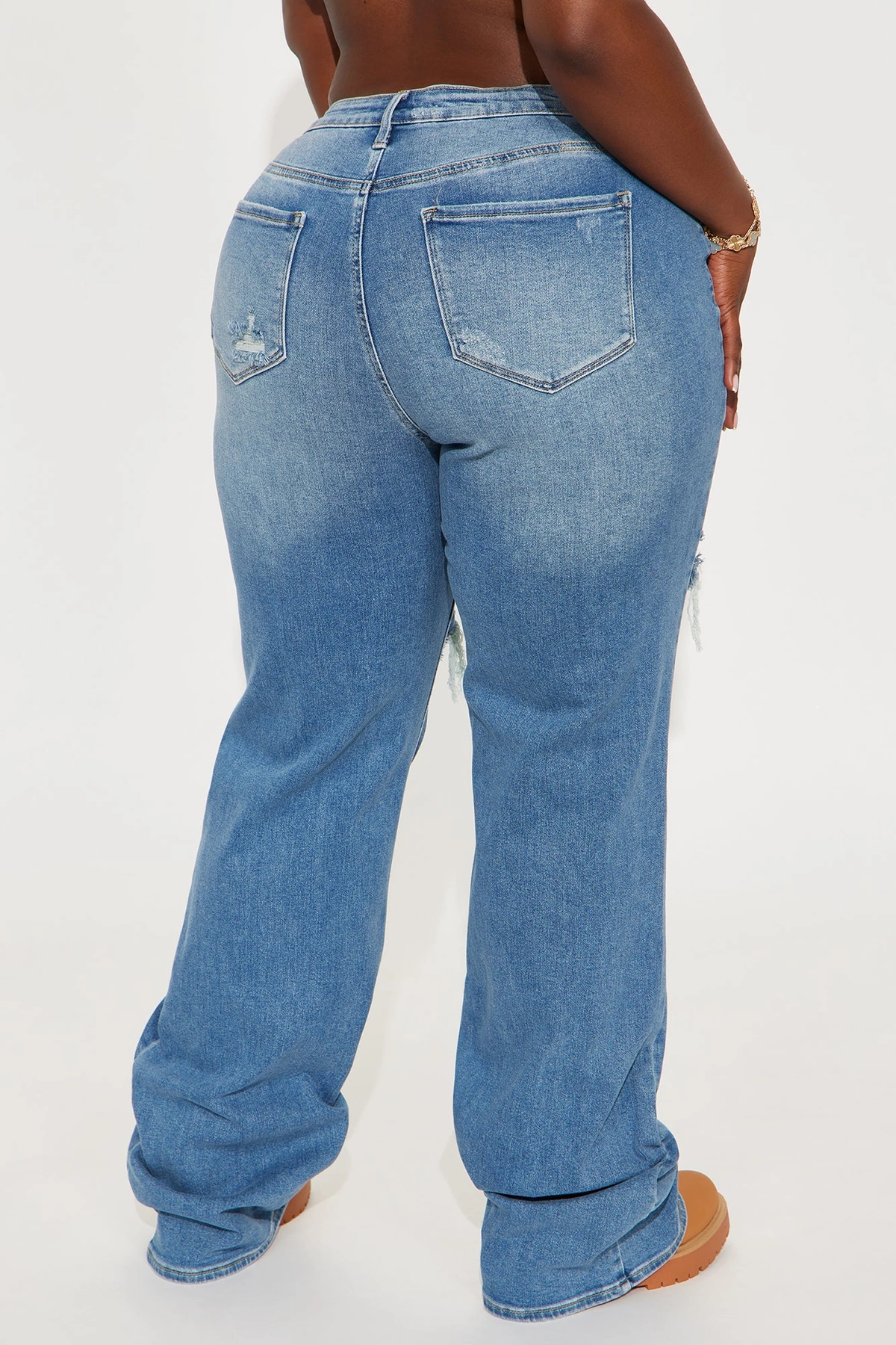 Tall Remi Ripped Stretch Baggy Jeans - Medium Wash — Ganga de lavagem média