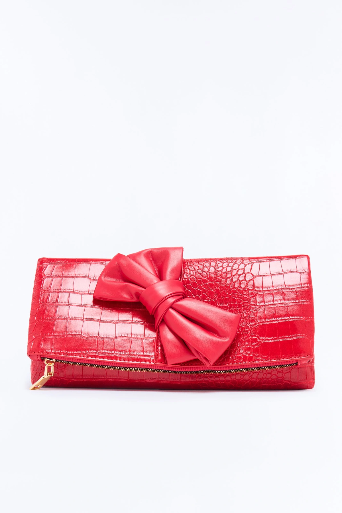 Soft Drama Faux Leather Clutch Handbag - Red — Vermelho