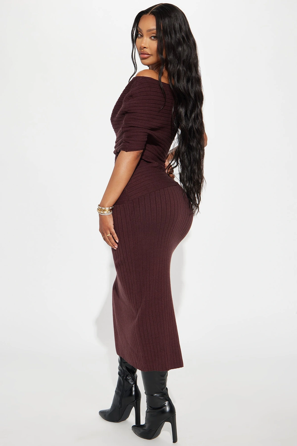 Bonnie Sweater Midi Dress - Chocolate — Chocolate