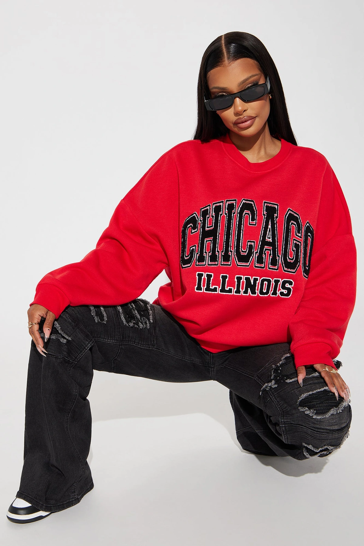 Chicago Crew Neck Sweatshirt - Red — Vermelho