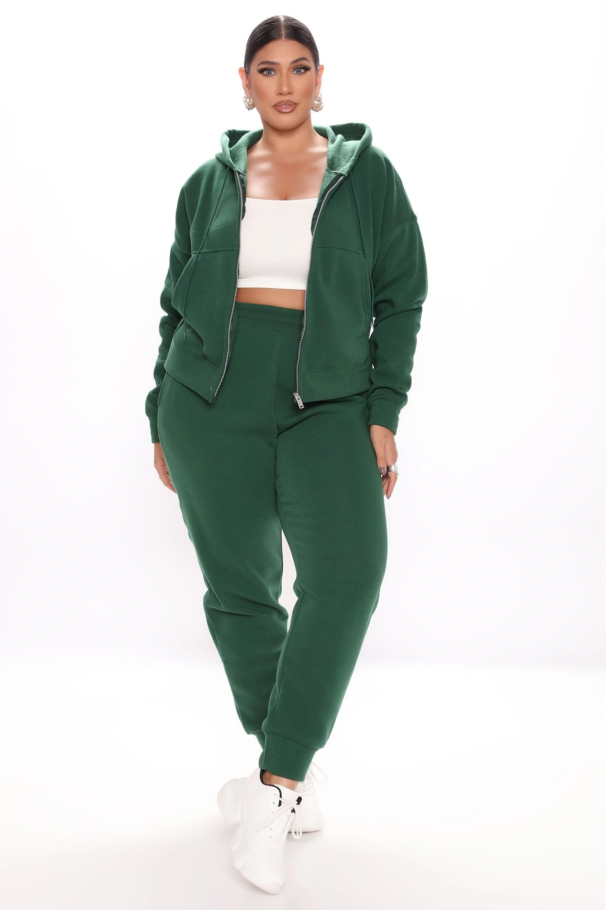 I Got This Zip Up Jacket And Jogger Set - Hunter — Verde-escuro