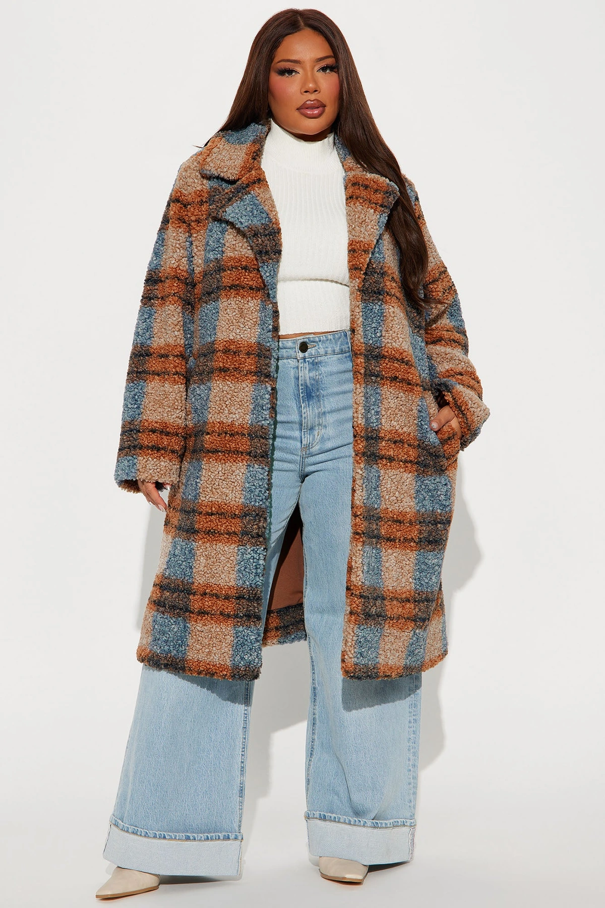 Slow Mornings Sherpa Trench Coat - Blue/combo — Azul/combinação