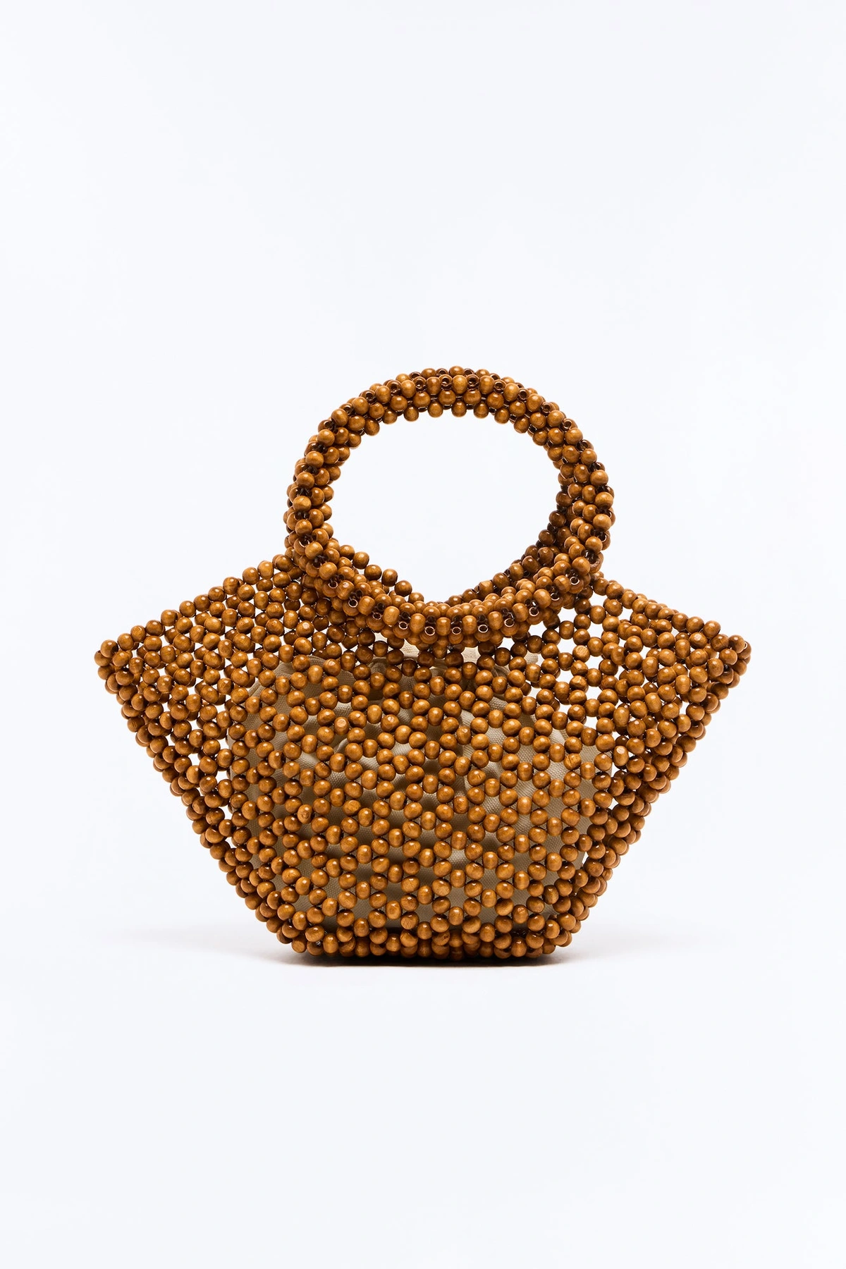 The Good Feeling Beaded Satchel Handbag - Tan — Castanho-claro
