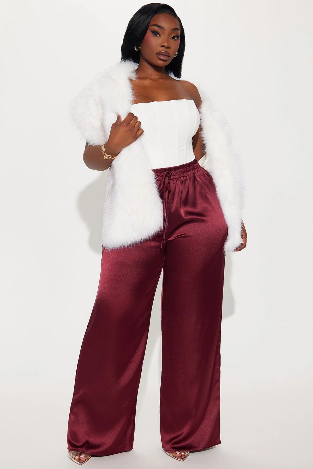 Elevate You Satin Pant - Burgundy — Bordô