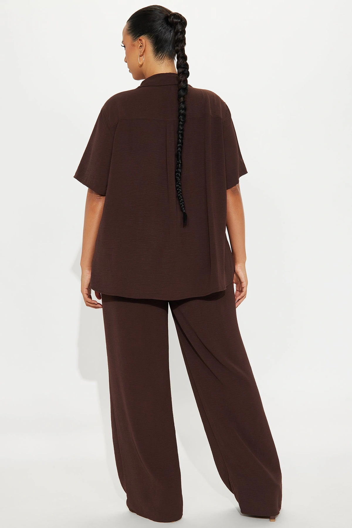 Makenzie Short Sleeve Pant Set - Dark Brown — escuro Castanho