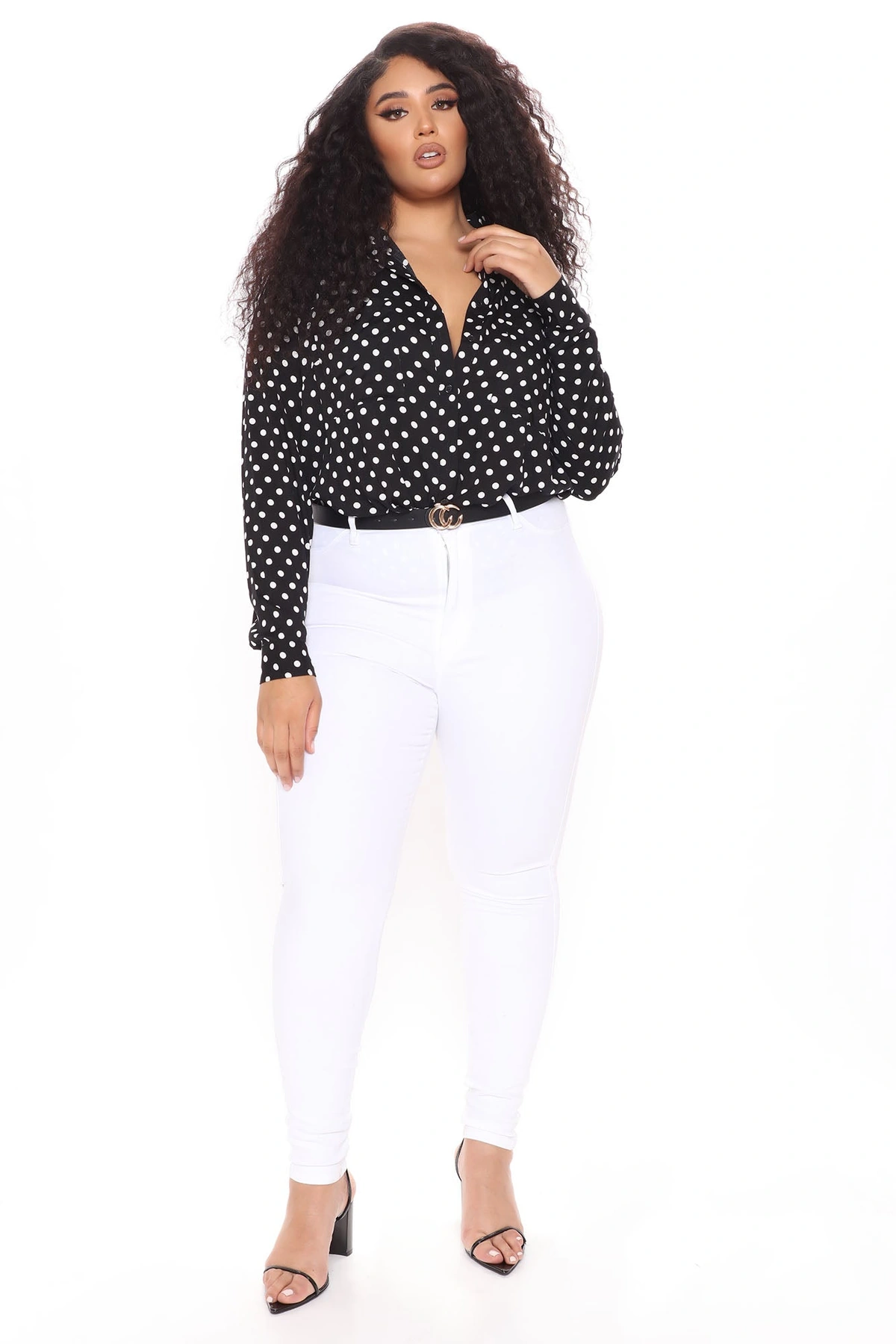 You Better Work Polka Dot Shirt - Black/White — Preto/Branco