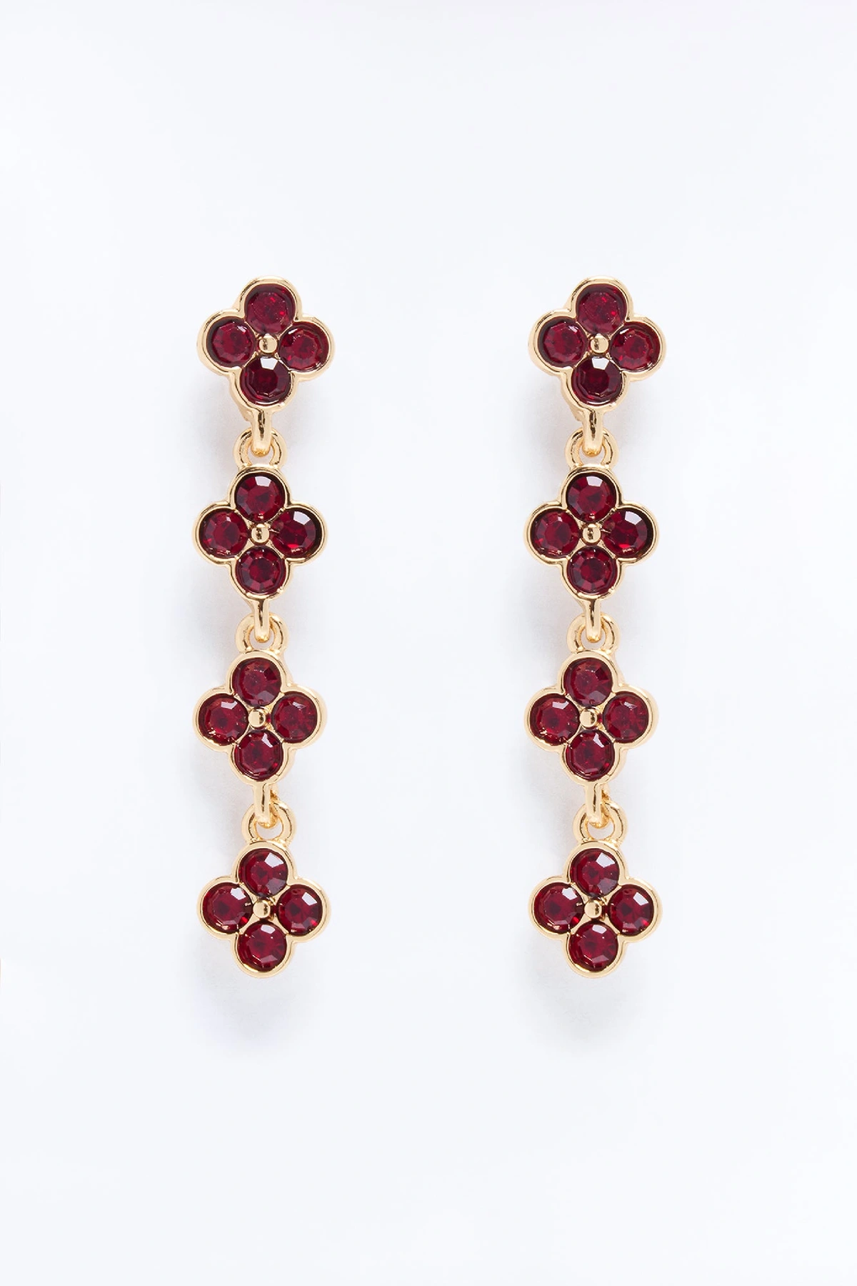 Mixed Emotions Linear Earrings - Gold/Red — Dourado/Vermelho
