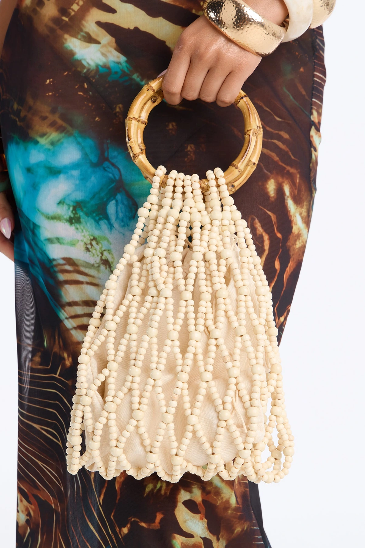 Somedays Beaded Satchel Handbag - Ivory — Marfim