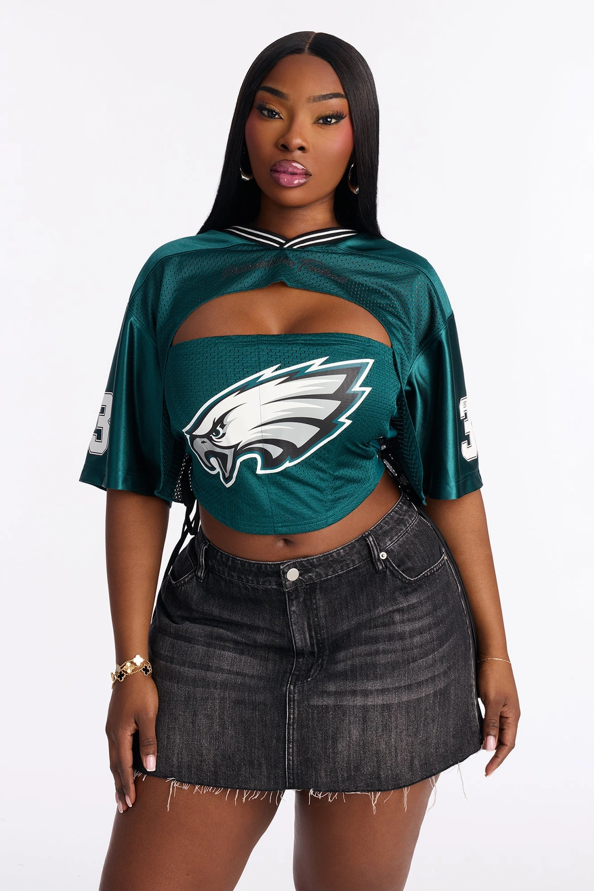NFL Philadelphia Eagles Corset Top - Green/combo — Verde/combinação