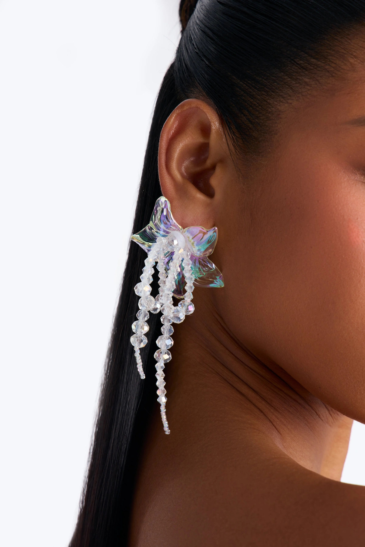 Seeing Clearly Floral Drop Earrings - Clear — Clear