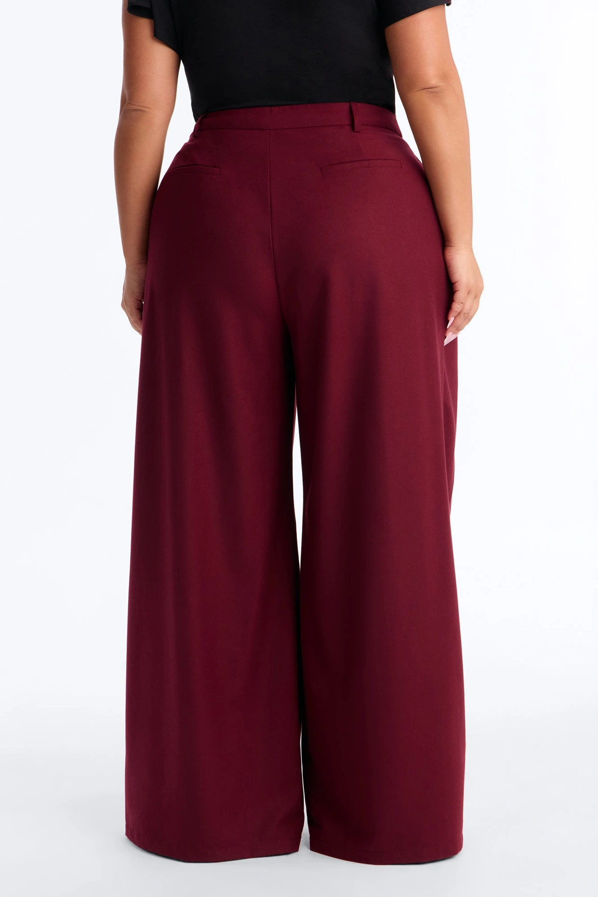 Executive Realness Pleated Wide Leg Trouser 33″ - Burgundy — Bordô