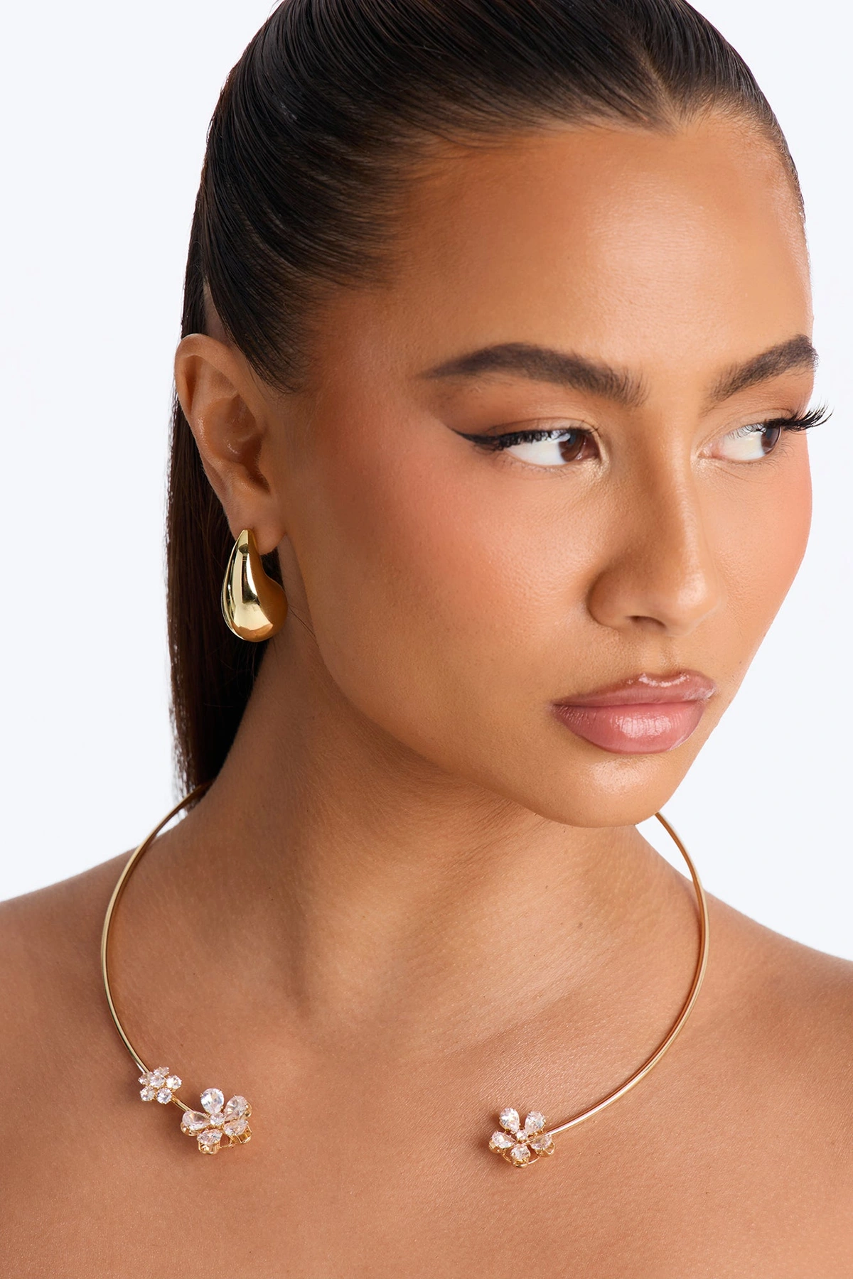Cubic Zirconia Growing Era Choker - Gold — Dourado