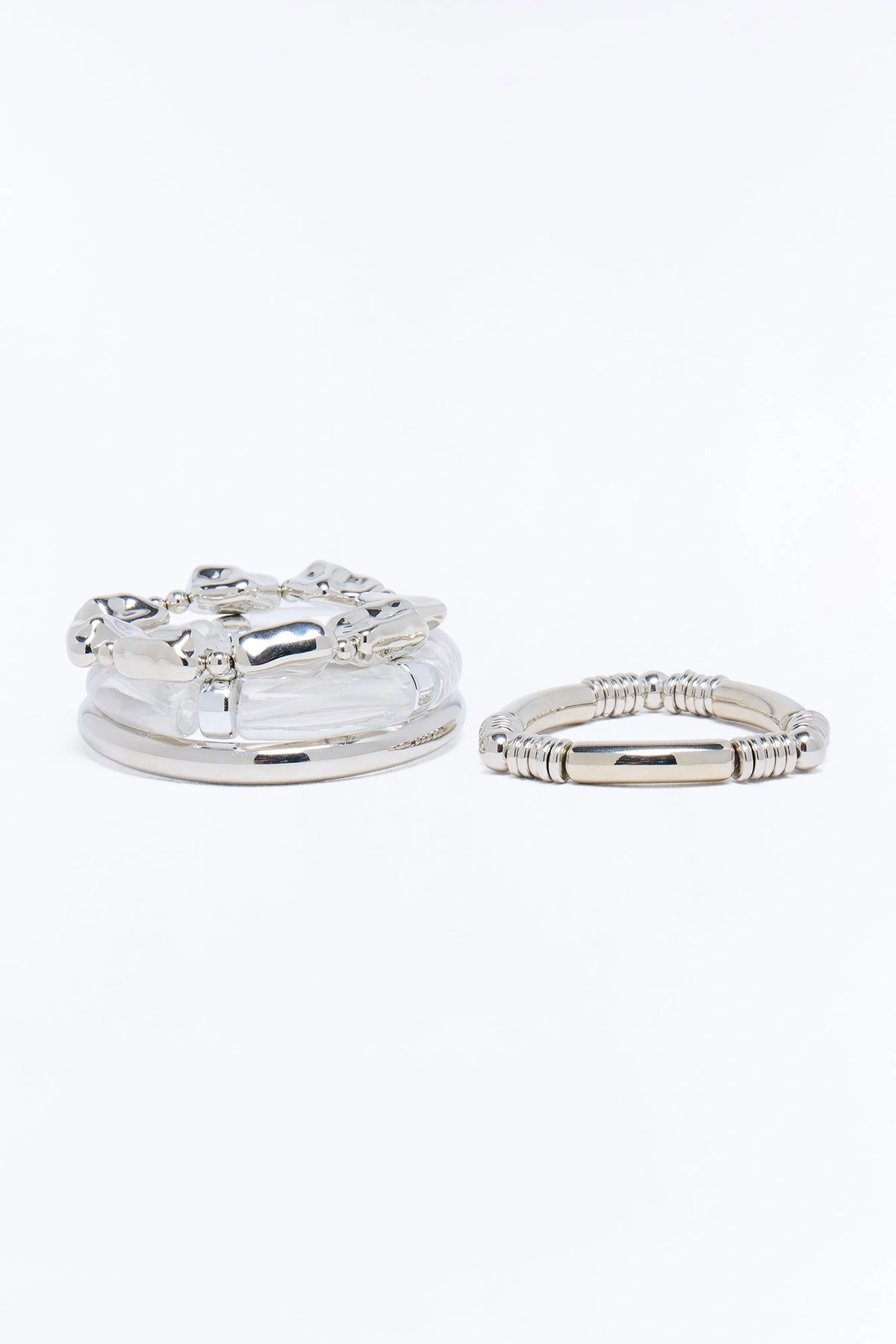 Jet Set 4 Piece Bracelet Set - Clear/Silver — Clear/Prateado