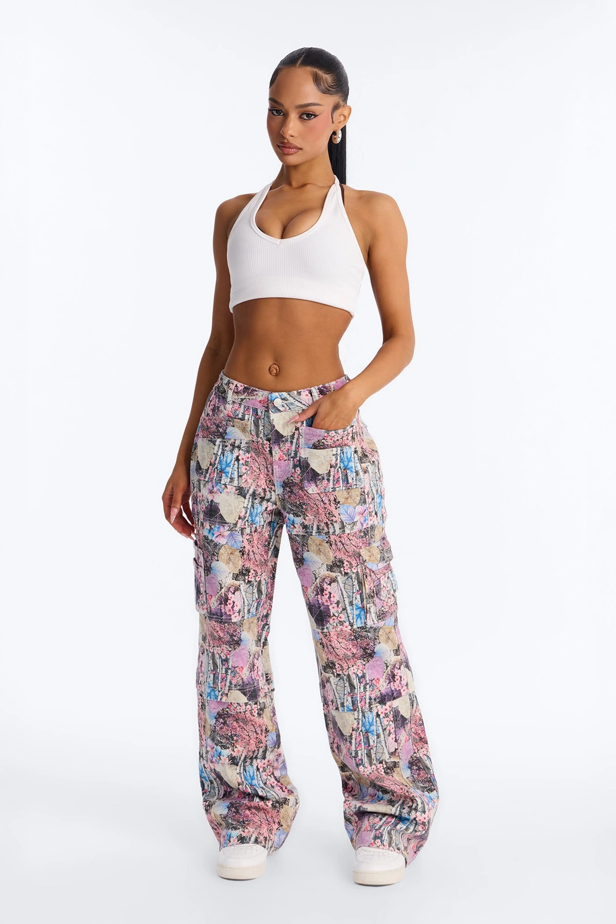 Bree Floral Camo Stretch Cargo Straight Leg Jeans - Camouflage — Camouflage