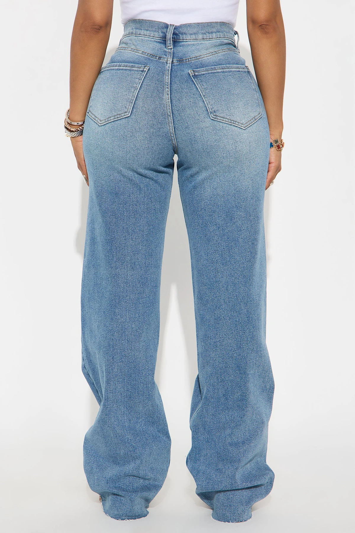 Tall Nova 90's Baby Basic Stretch Wide Leg Jean - Medium Wash — Ganga de lavagem média