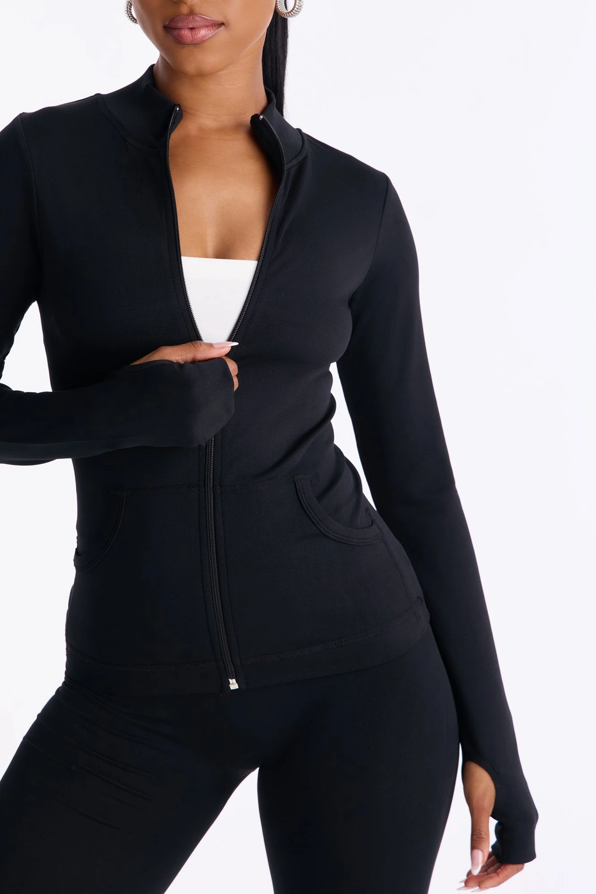 All Love Seamless Zip Up Legging Set - Black — Preto