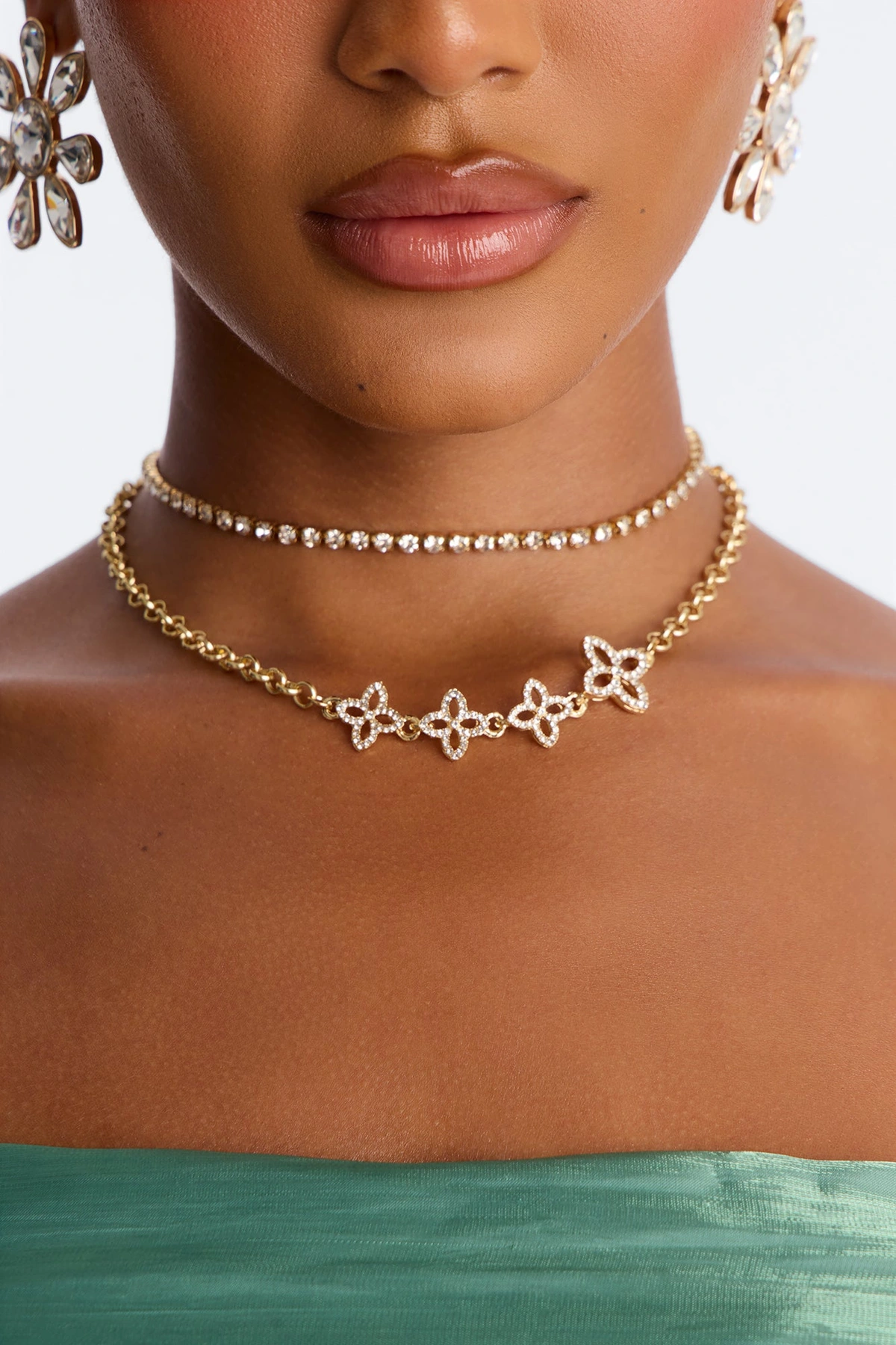 Dazzling Daisies Layered Necklace - Gold — Dourado